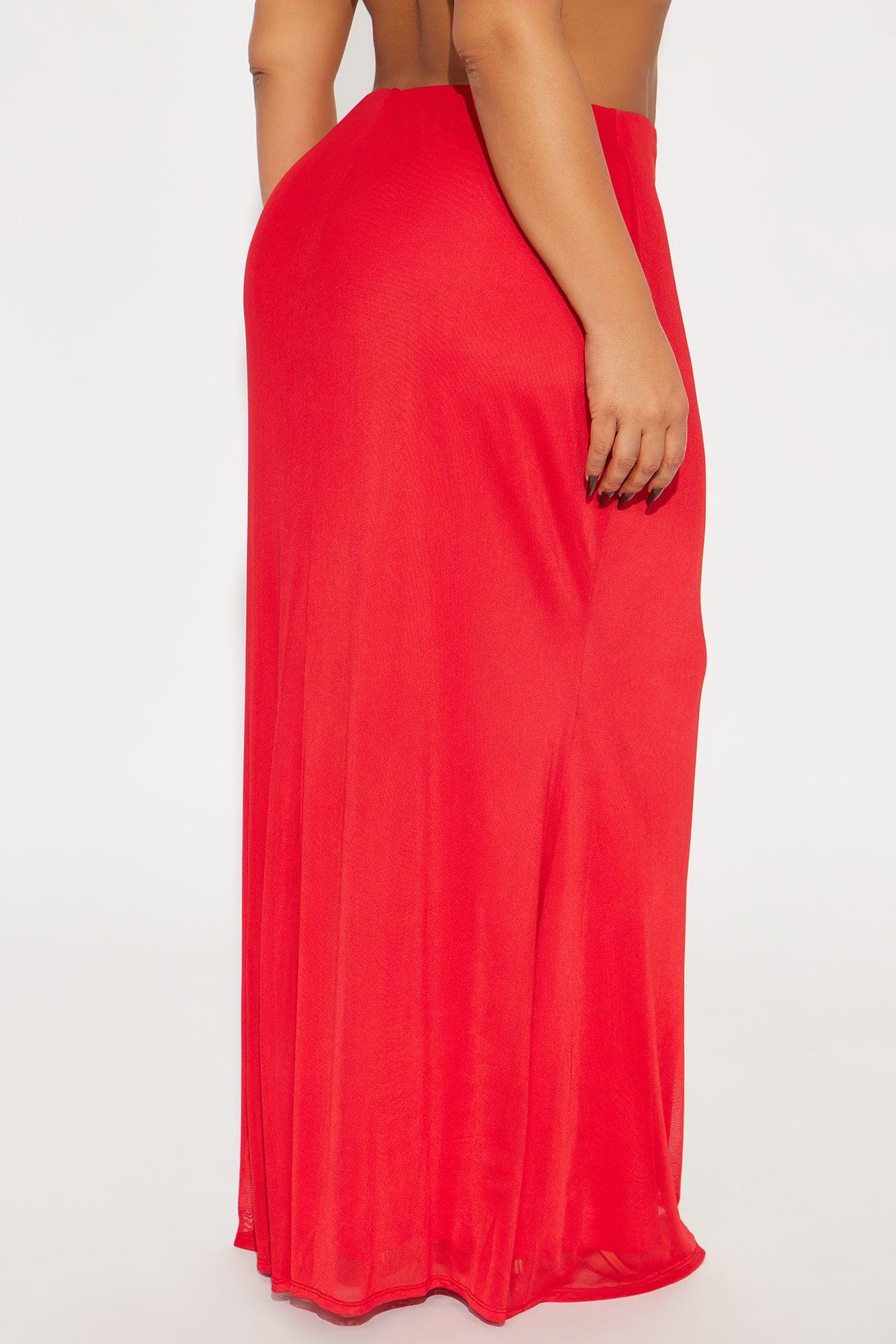 Malibu Mesh Maxi Skirt - Red Product Image