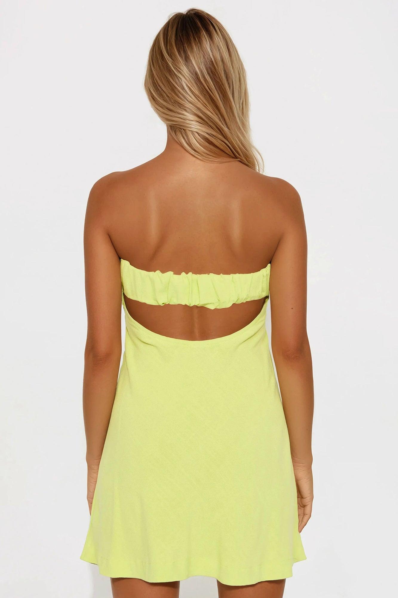 Maya Stretch Linen Mini Dress - Lime Product Image