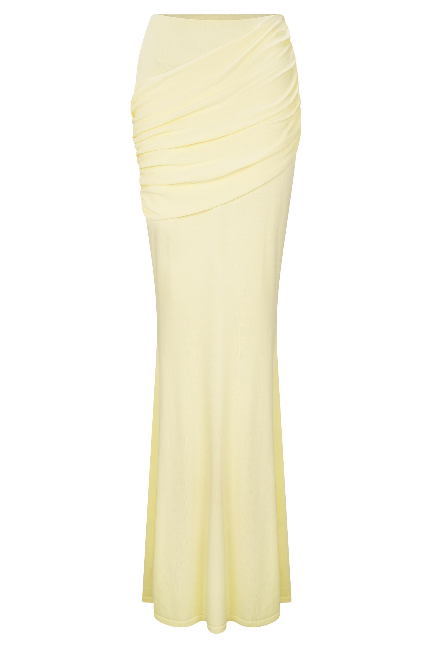 Irene Gathered Knit Maxi Skirt - Lemon Product Image