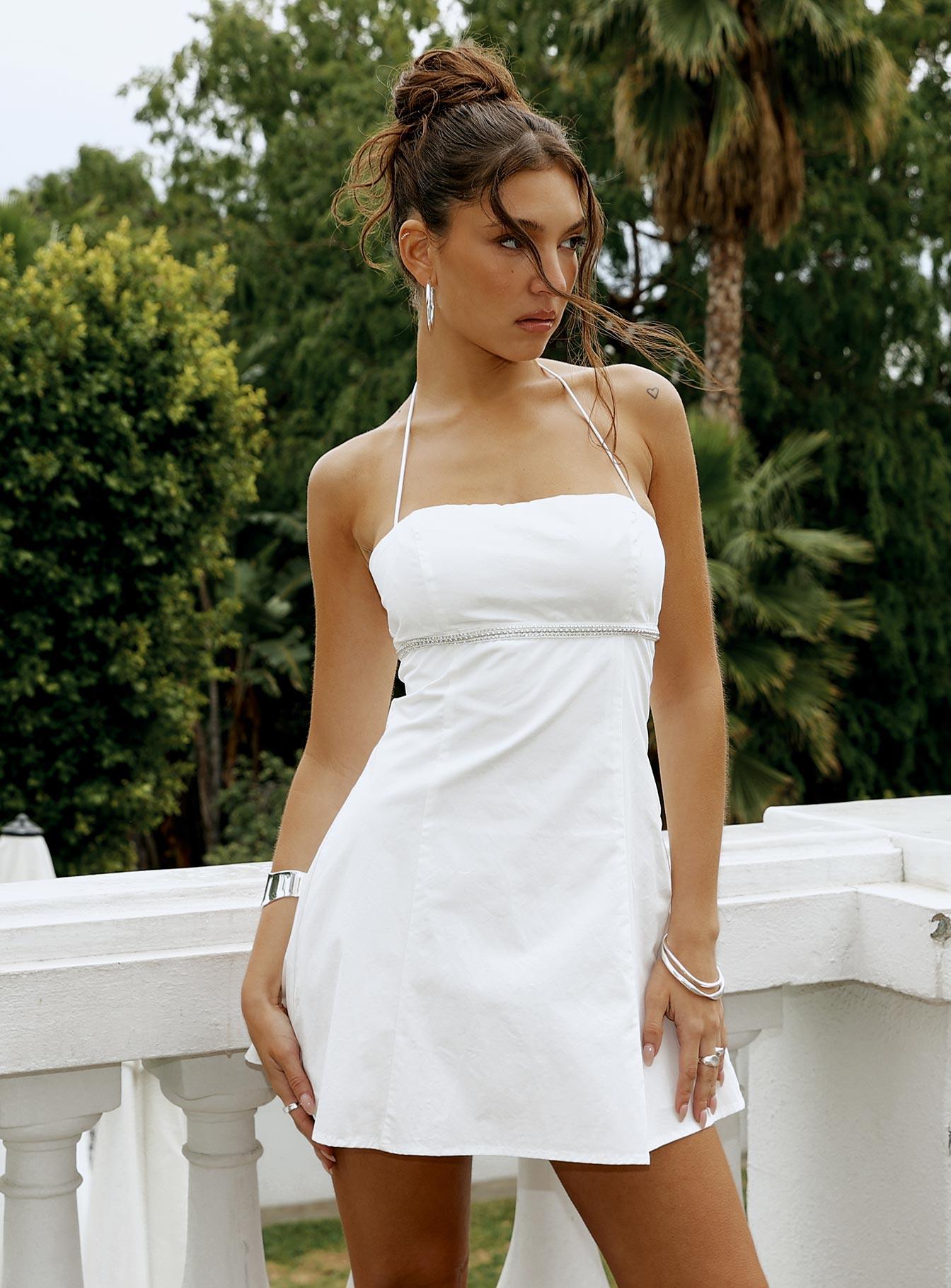 Just Promise Diamante Detail Mini Dress White Product Image