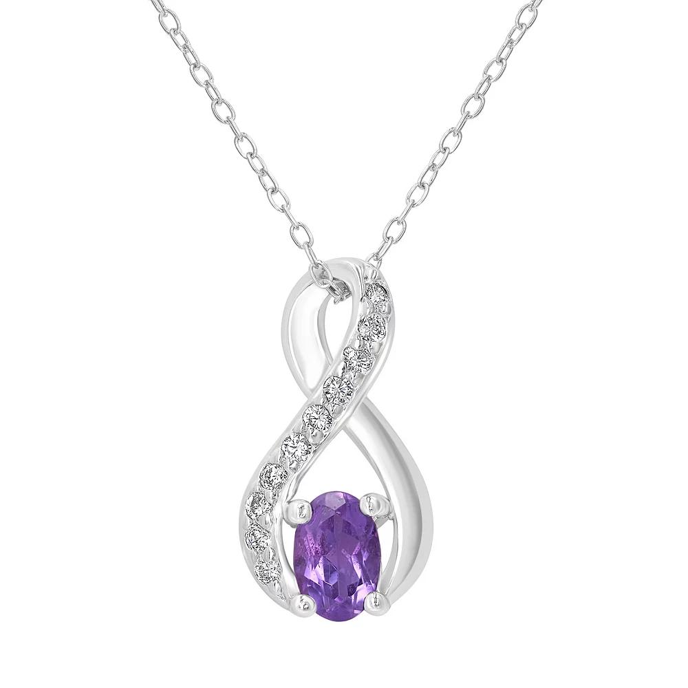 Gemistry Sterling Silver Stone & Cubic Zirconia Infinity Pendant Necklace, Women's, Size: 18-20" ADJ, Purple Product Image
