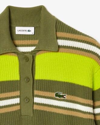 Ribbed Striped Knit Polo Sweater Product Image