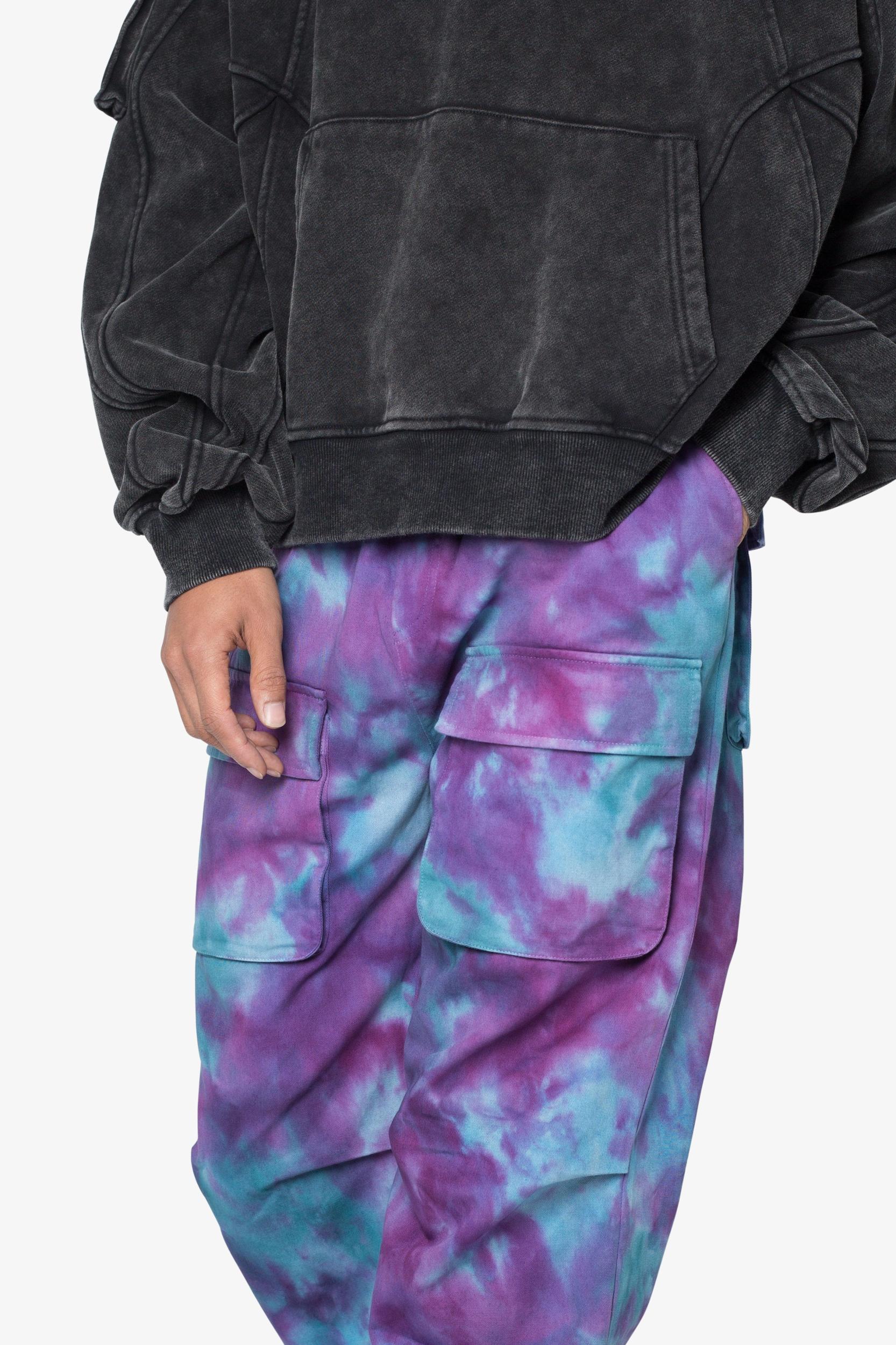 Tie Dyed Cargo Pants - Purple/Pink Product Image