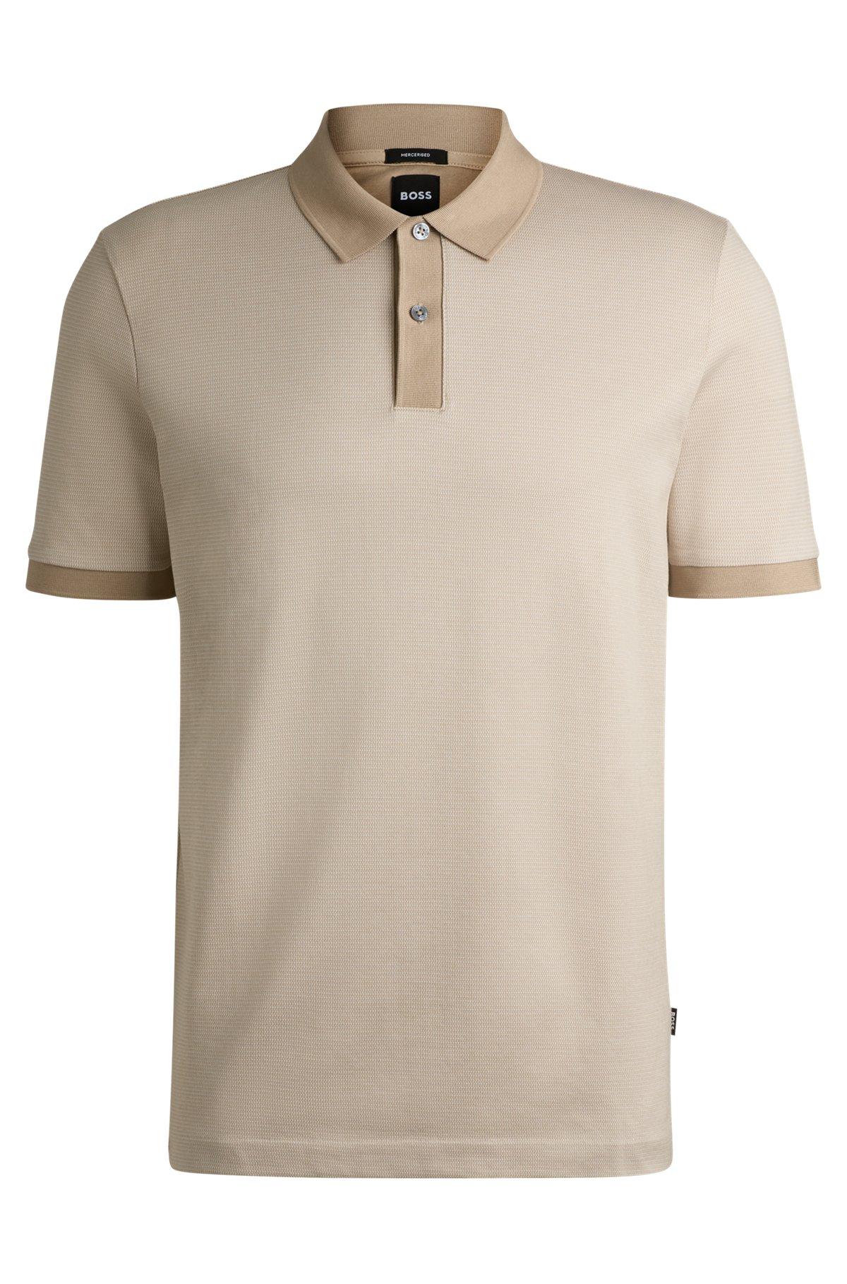 Micro-pattern polo shirt in mercerised cotton Product Image