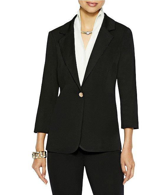Ming Wang Notch Lapel 3/4 Sleeve One Button Knit Jacket Product Image