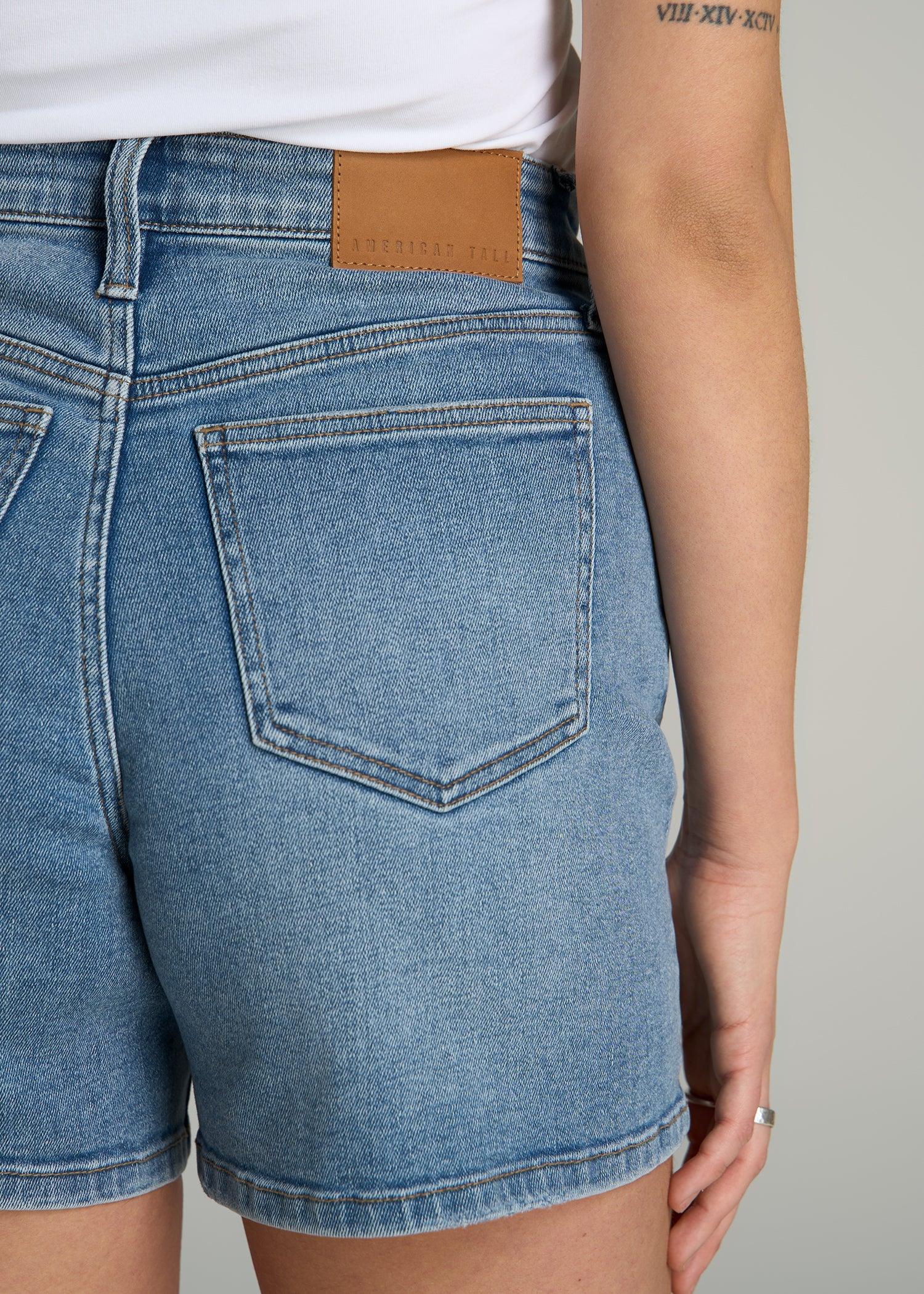 High Rise Denim Shorts for Tall Women in Heritage Faded Female Product Image