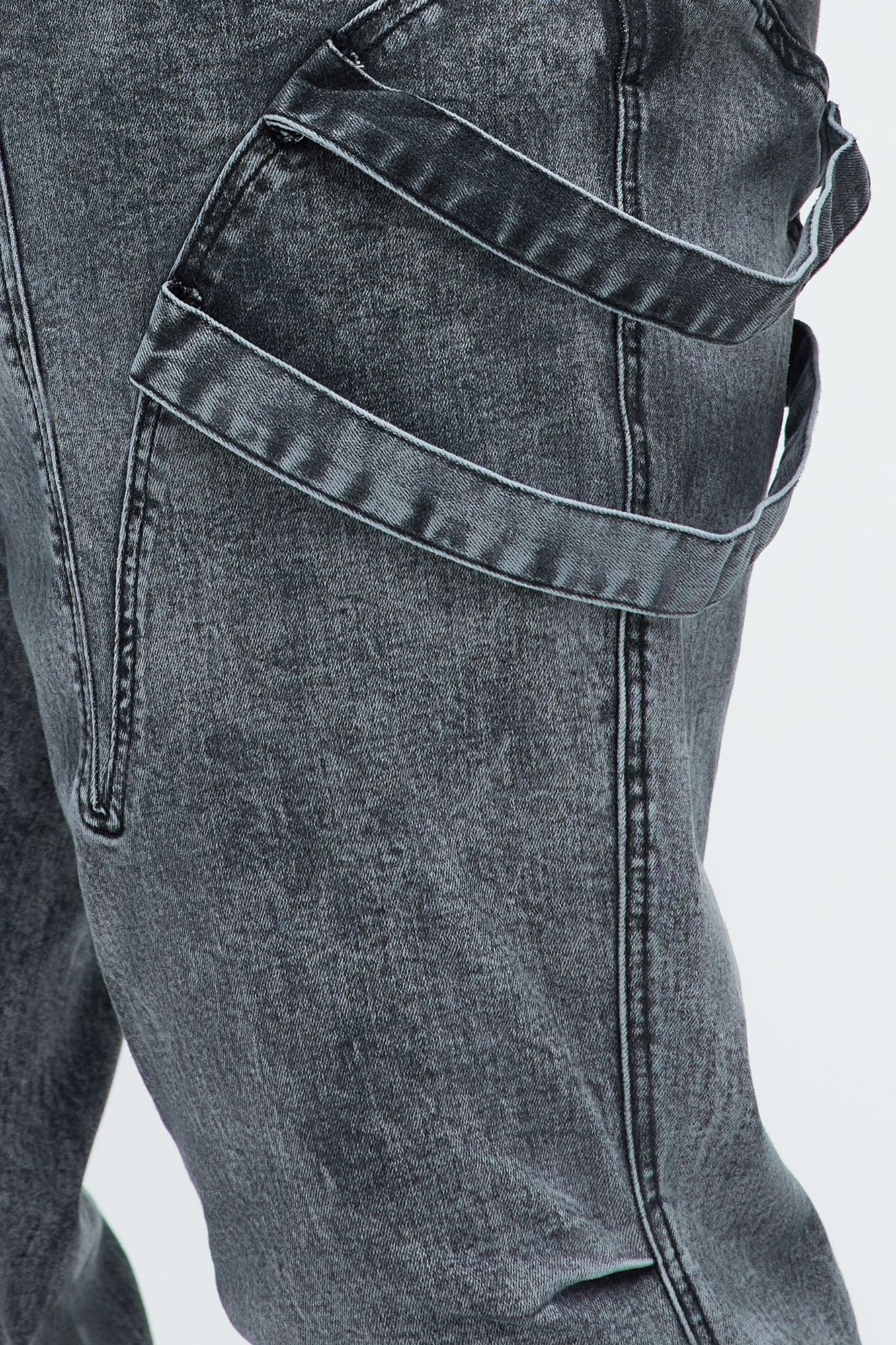 Daly Asymmetrical Stacked Slim Flare Jeans - Grey Product Image