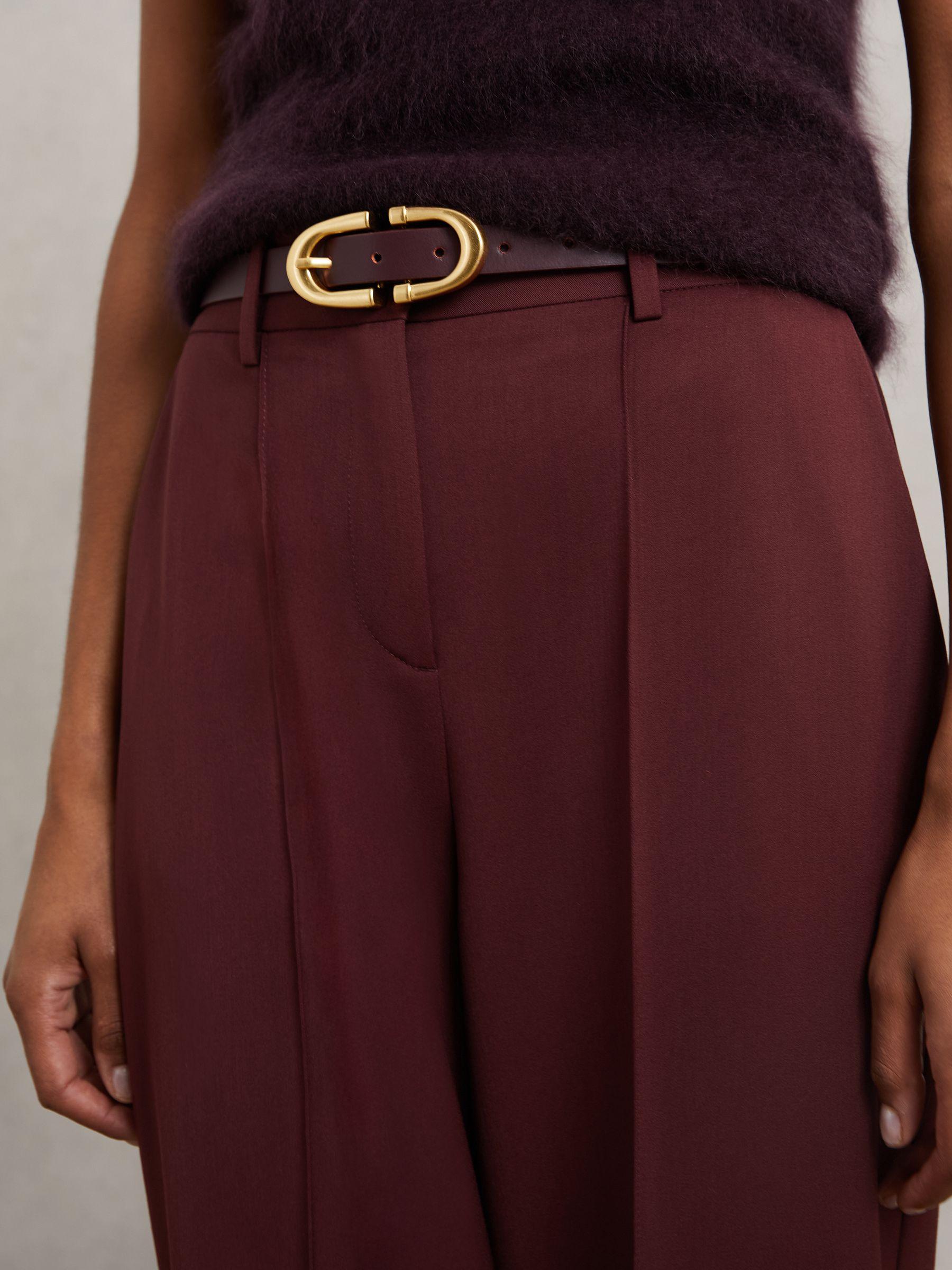 Petite Wide-Leg Pintuck Trousers in Burgundy Product Image