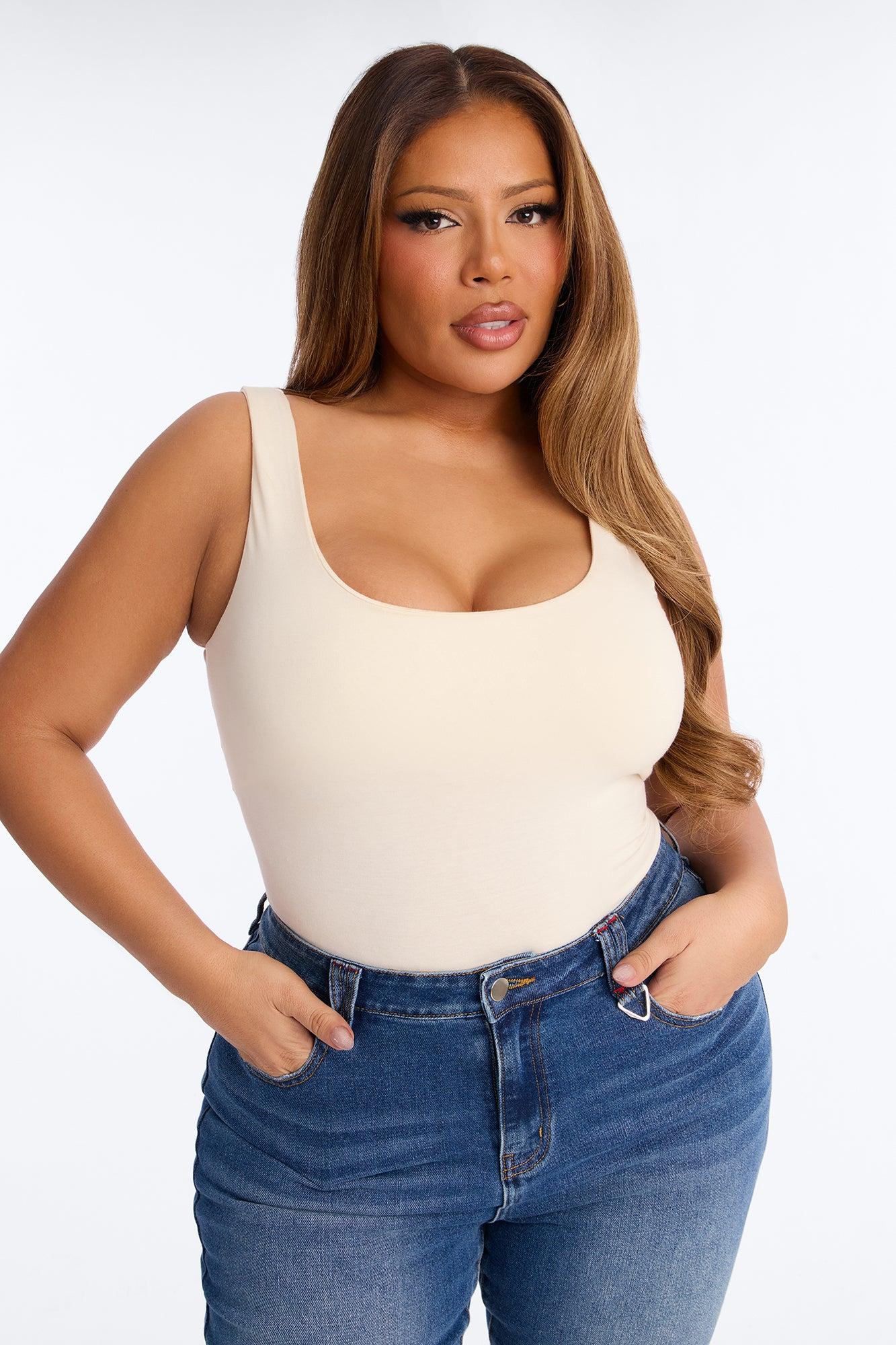 Jenna Double Lined Jersey Bodysuit - Bone Female Product Image