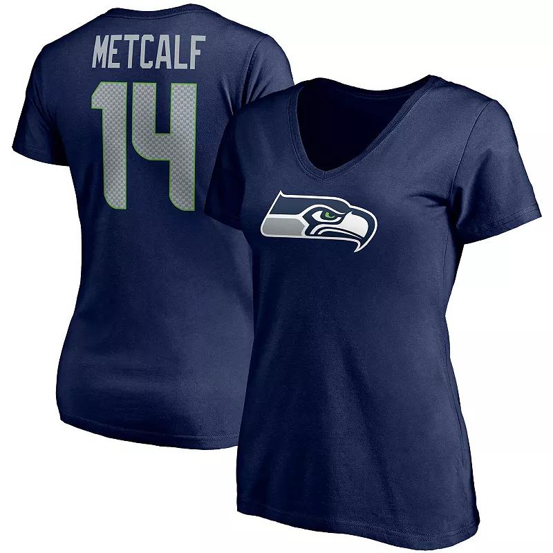 Women's Fanatics Branded DK Metcalf College Navy Seattle Seahawks Player Icon Name & Number V-Neck T-Shirt, Size: XL, Blue Product Image
