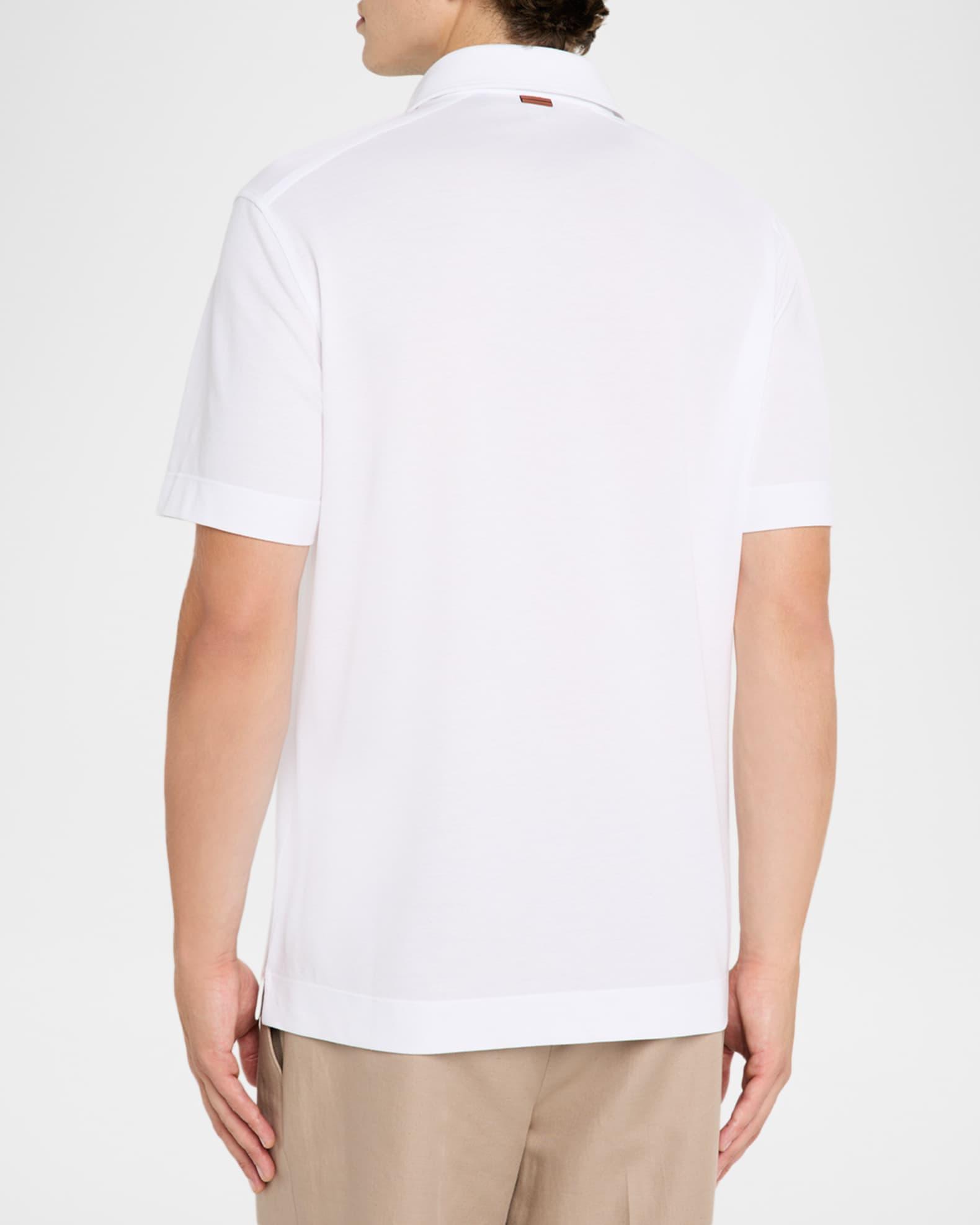 Men's Cotton Polo Shirt with Leather-Trim Pocket Product Image