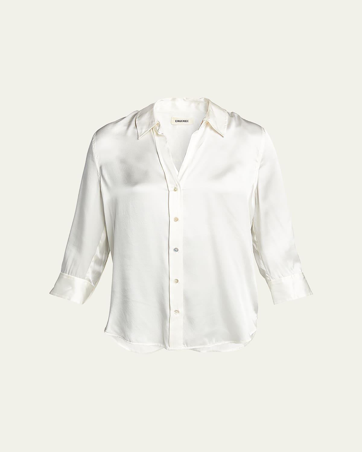 Womens Dani Three-Quarter Sleeve Silk Shirt Product Image