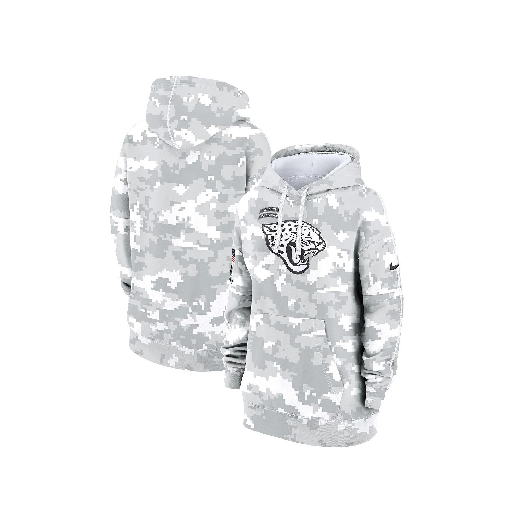 Women's Nike Arctic Camo Jacksonville Jaguars 2024 Salute To Service Club Fleece Oversized Pullover Hoodie, Size: 2XL, Team Product Image