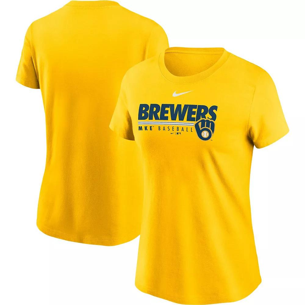 Women's Nike Gold Milwaukee Brewers Baseball T-Shirt, Size: Small Product Image