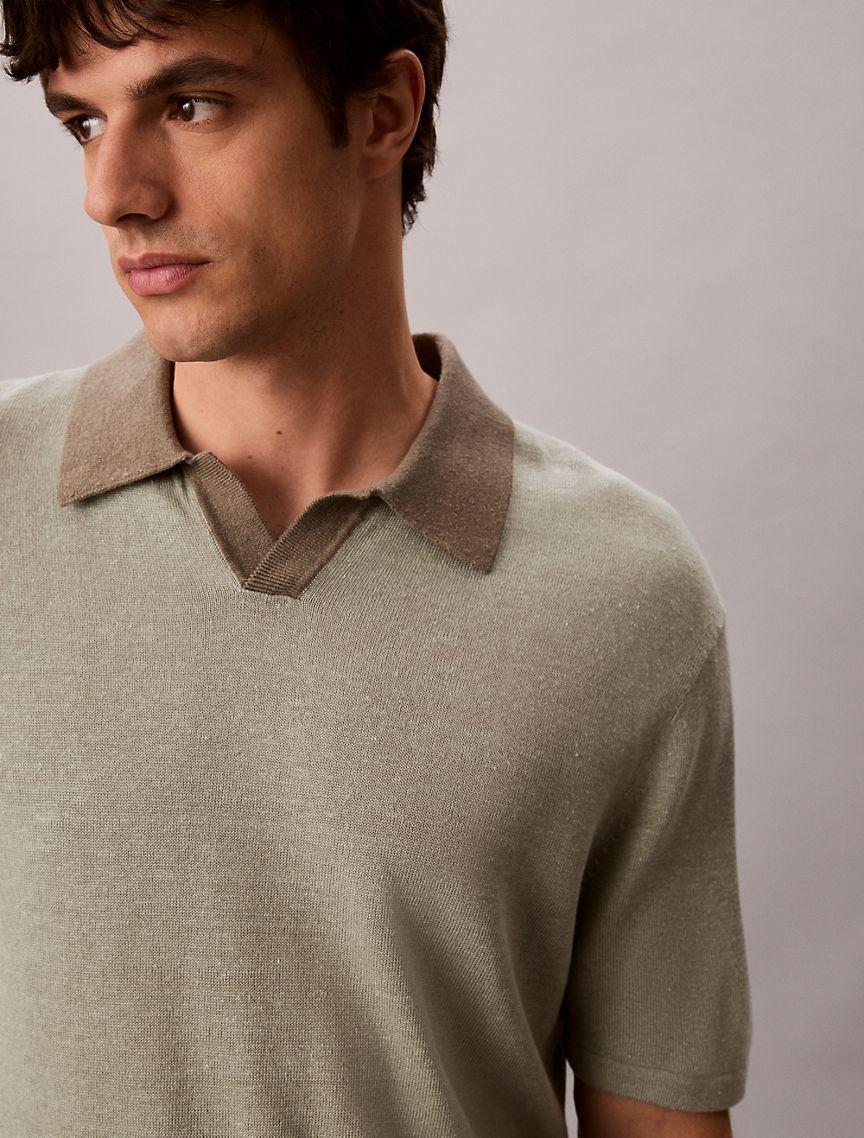 Linen Blend Polo Sweater Product Image