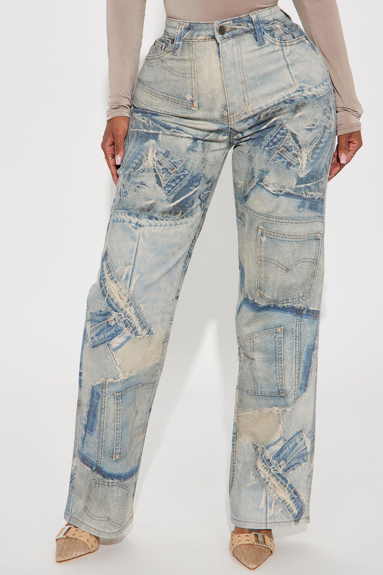 Denim On Denim Printed Flare Jeans - Light Wash Product Image
