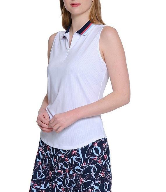 Sport Haley Vista Collared Sleeveless Contrast Trim Detail Quarter-Zip Polo Product Image