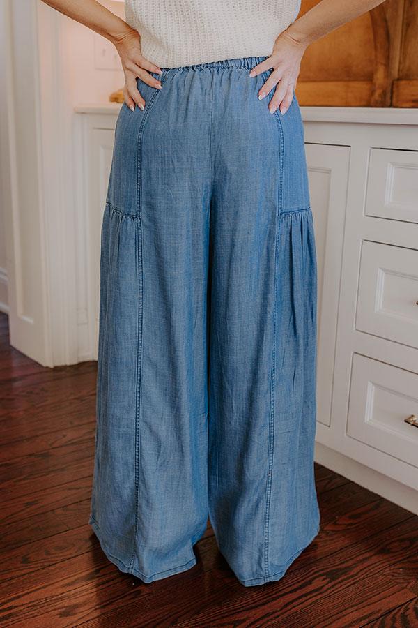 The Vivienne High Waist Wide Leg Chambray Pants Product Image