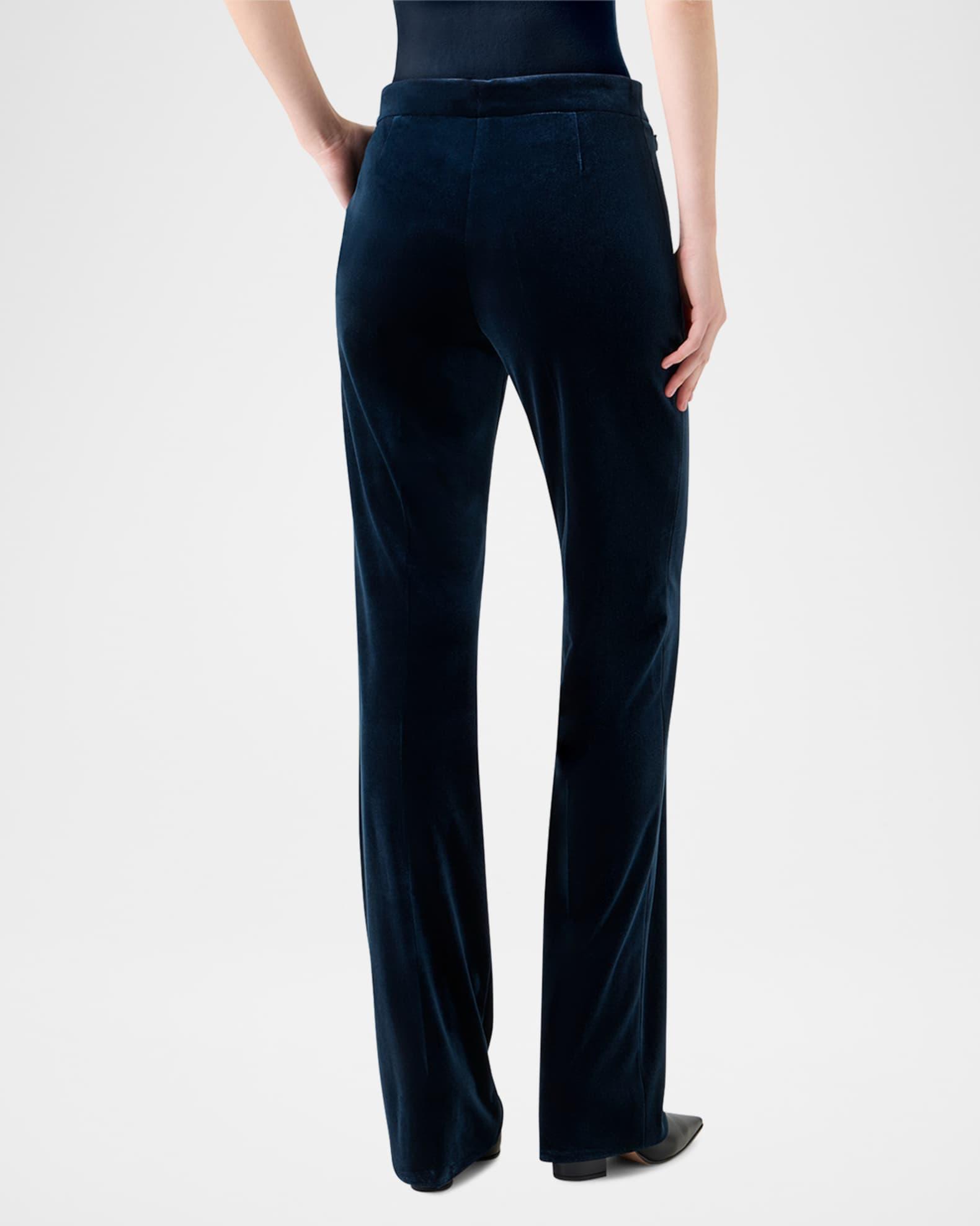 Carl Techno Velvet Stretch Straight-Leg Pants Product Image