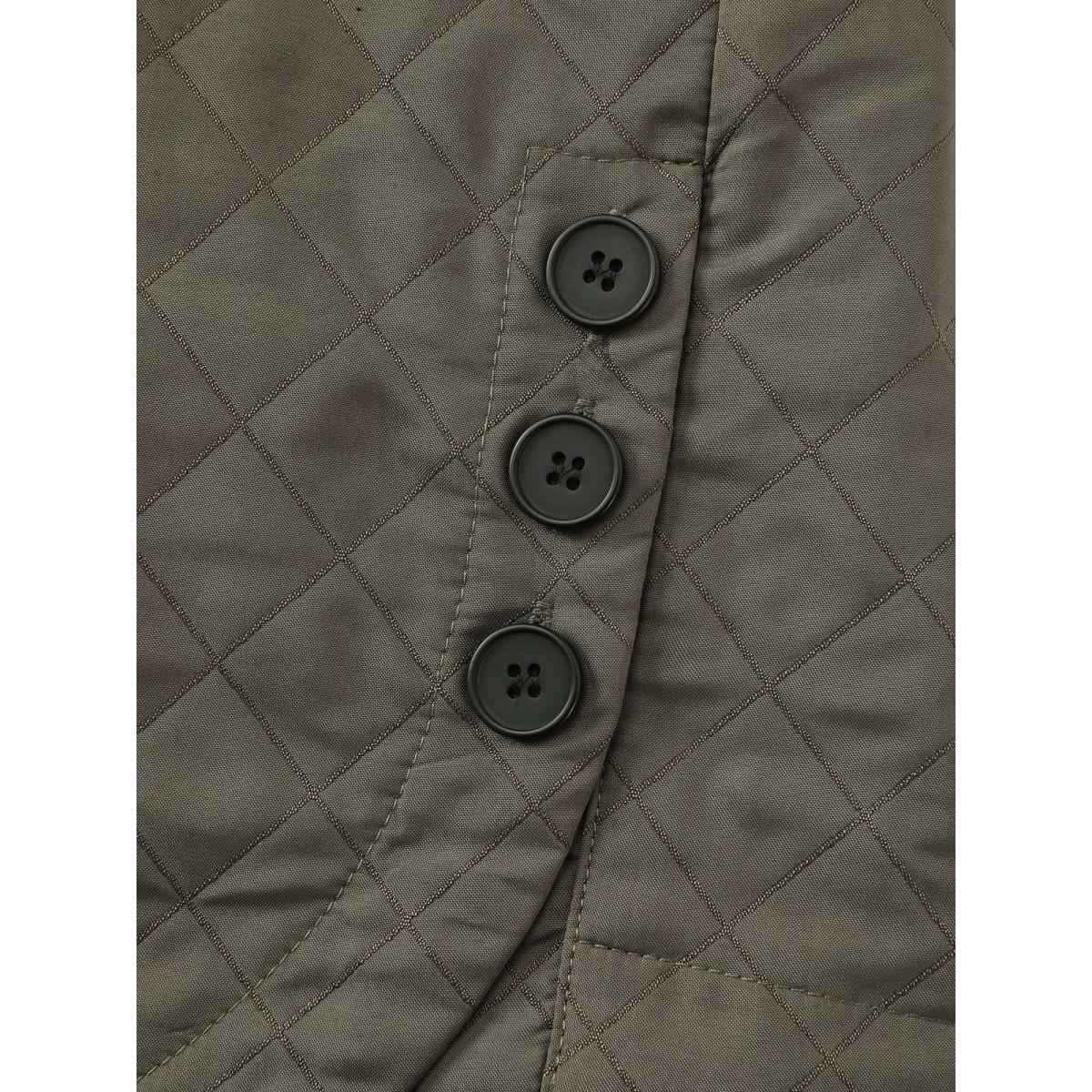 Plus Size Quilted Button-Front Solid Coat Women ArmyGreen Ladies Casual Winter Coats BloomChic 22-24/3X Product Image