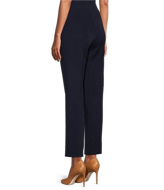 Ming Wang Woven Slim Straight Leg Elastic Waist Cropped Pull-On Pants Product Image