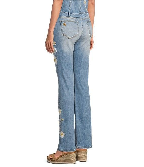 Driftwood Kelly Daisy Bee Stretch Denim Floral Bootcut Ankle Jeans Product Image