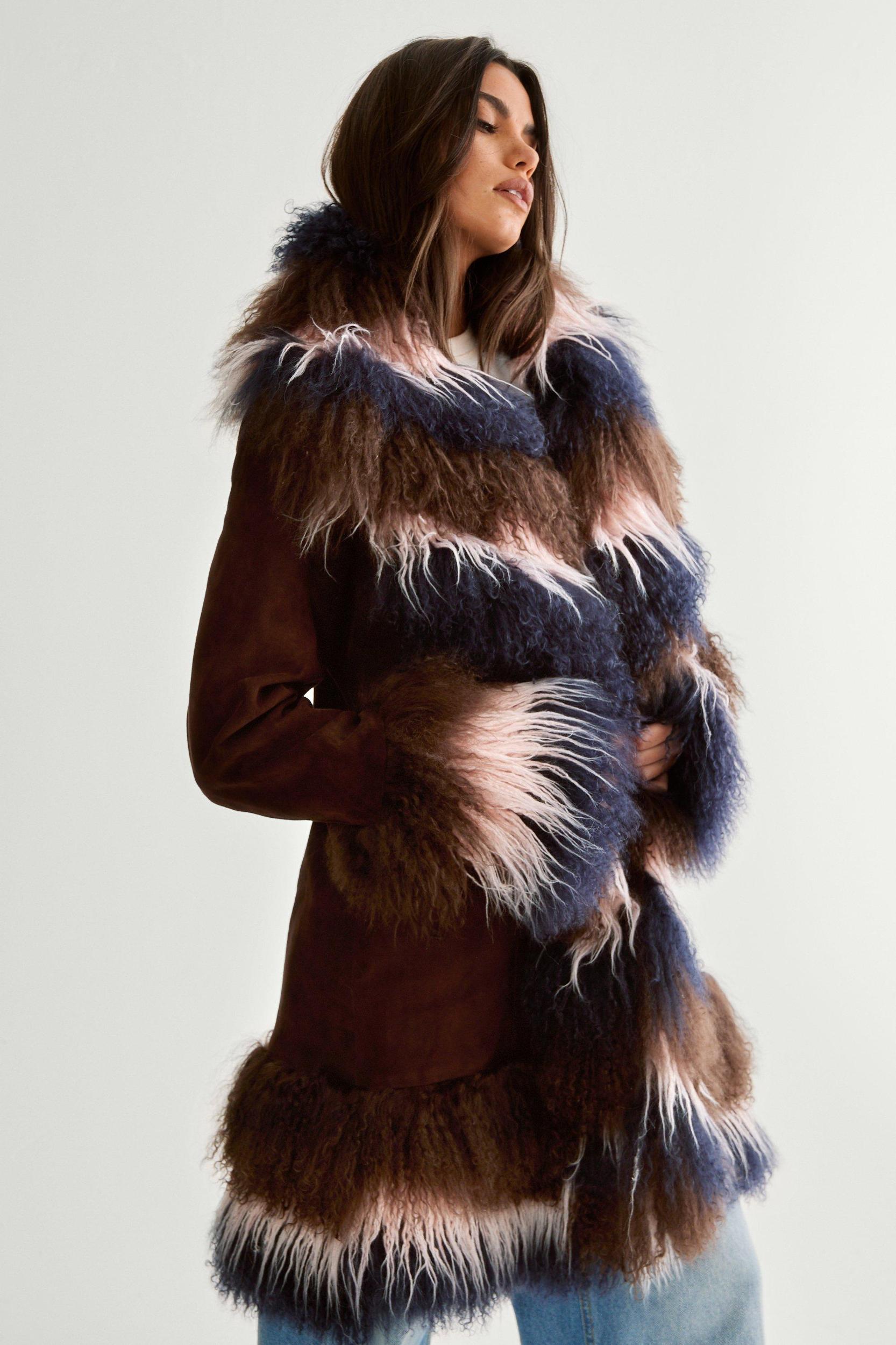 Premium Real Suede And Shearling Coat Product Image