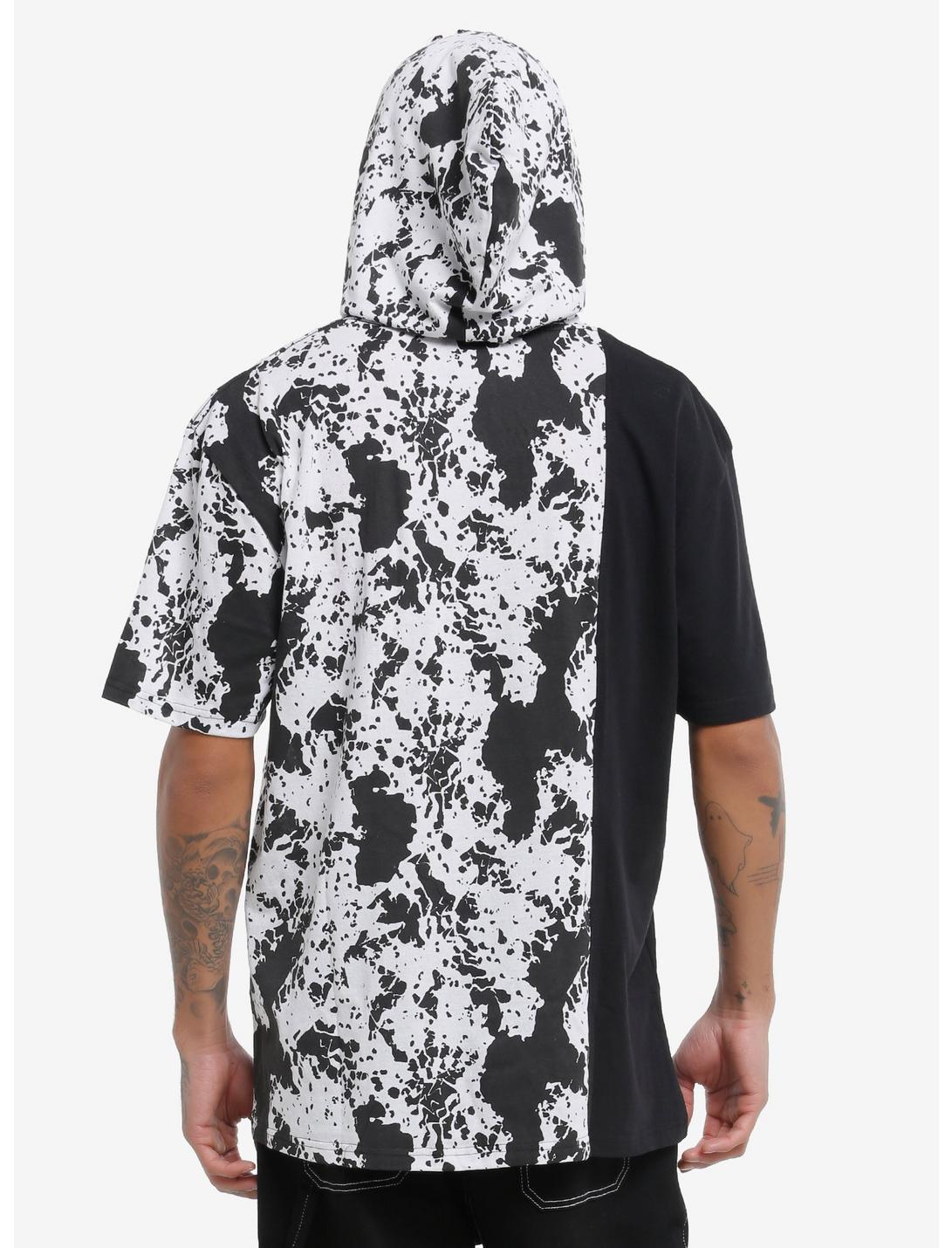 Black & White Speckle Short-Sleeve Hoodie Product Image