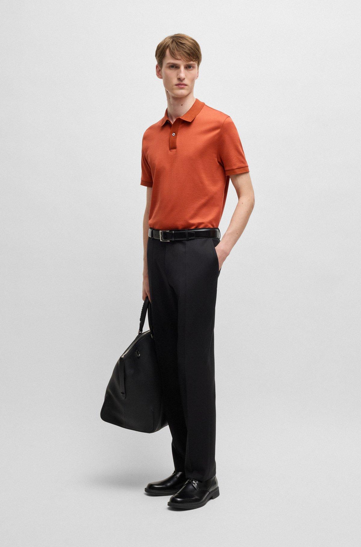 Micro-pattern polo shirt in mercerised cotton Product Image