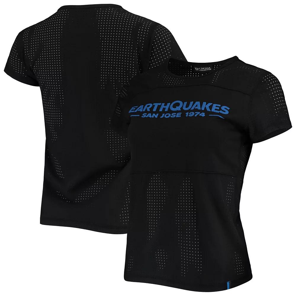 Women's The Wild Collective Black San Jose Earthquakes Mesh T-Shirt, Size: Medium, Sje Black Product Image