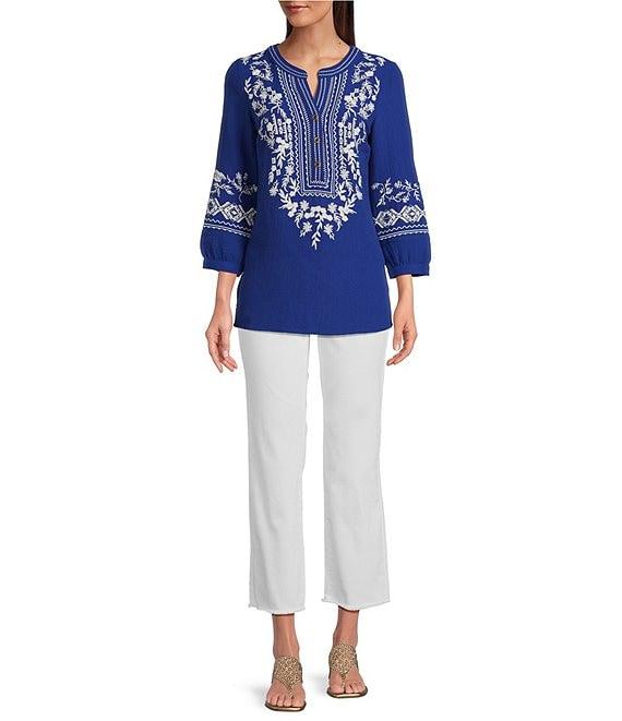 NYDJ Marilyn Stretch Denim Lift Tuck® Mid Rise Straight Leg Frayed Hem Ankle Jeans Product Image