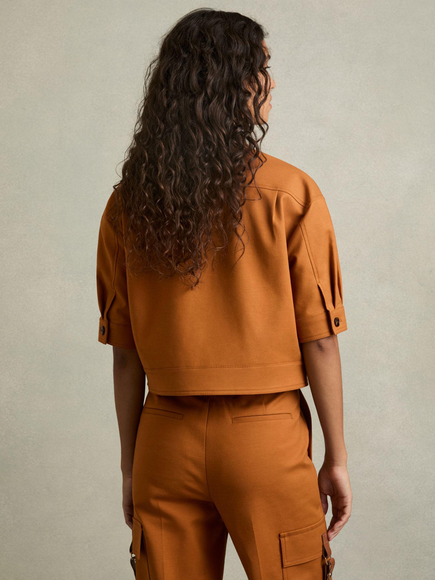 Button-Through Cropped Cargo Top in Rust Product Image