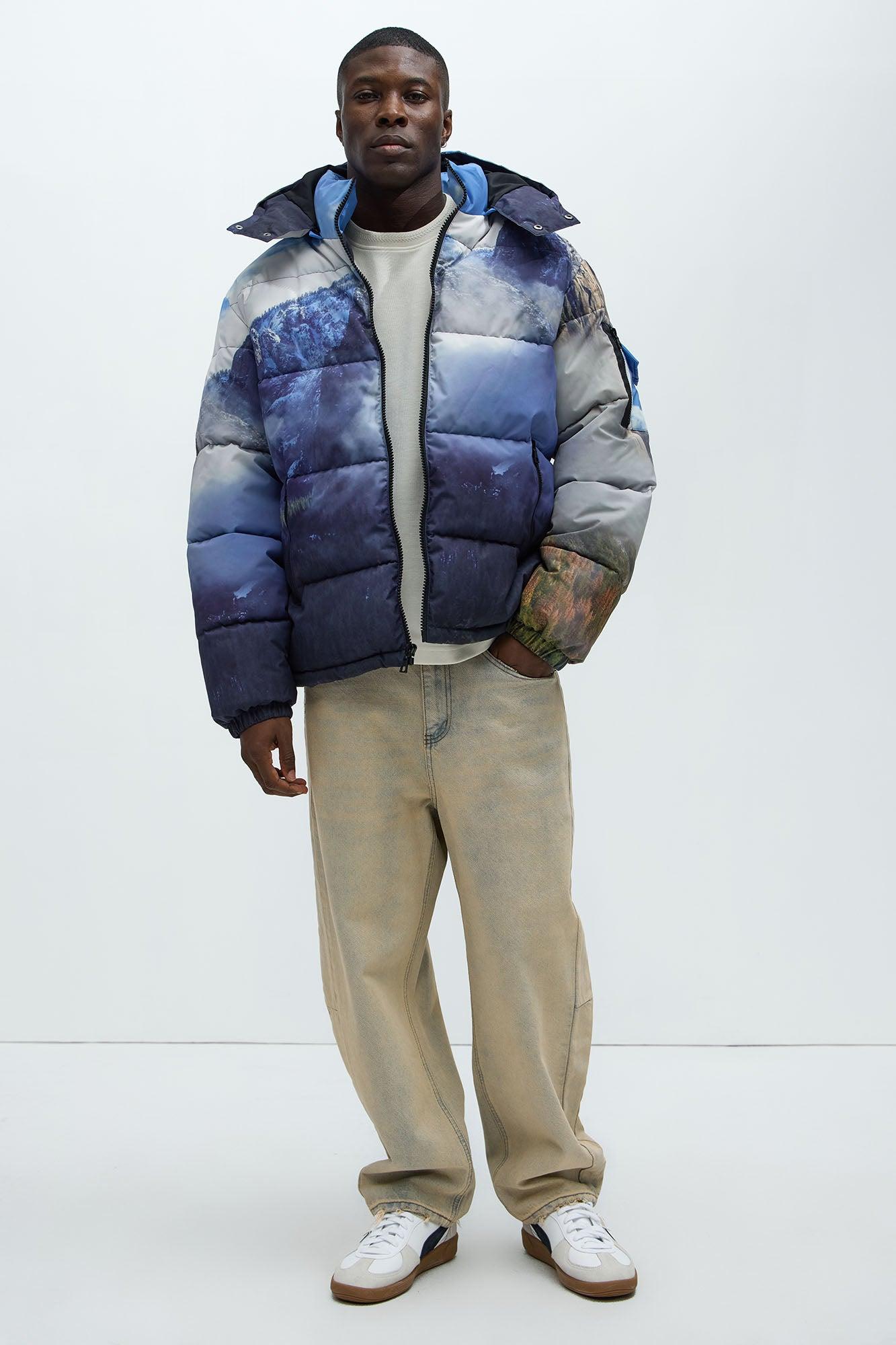 Big Sky Hooded Puffer Jacket - Blue/combo Male Product Image