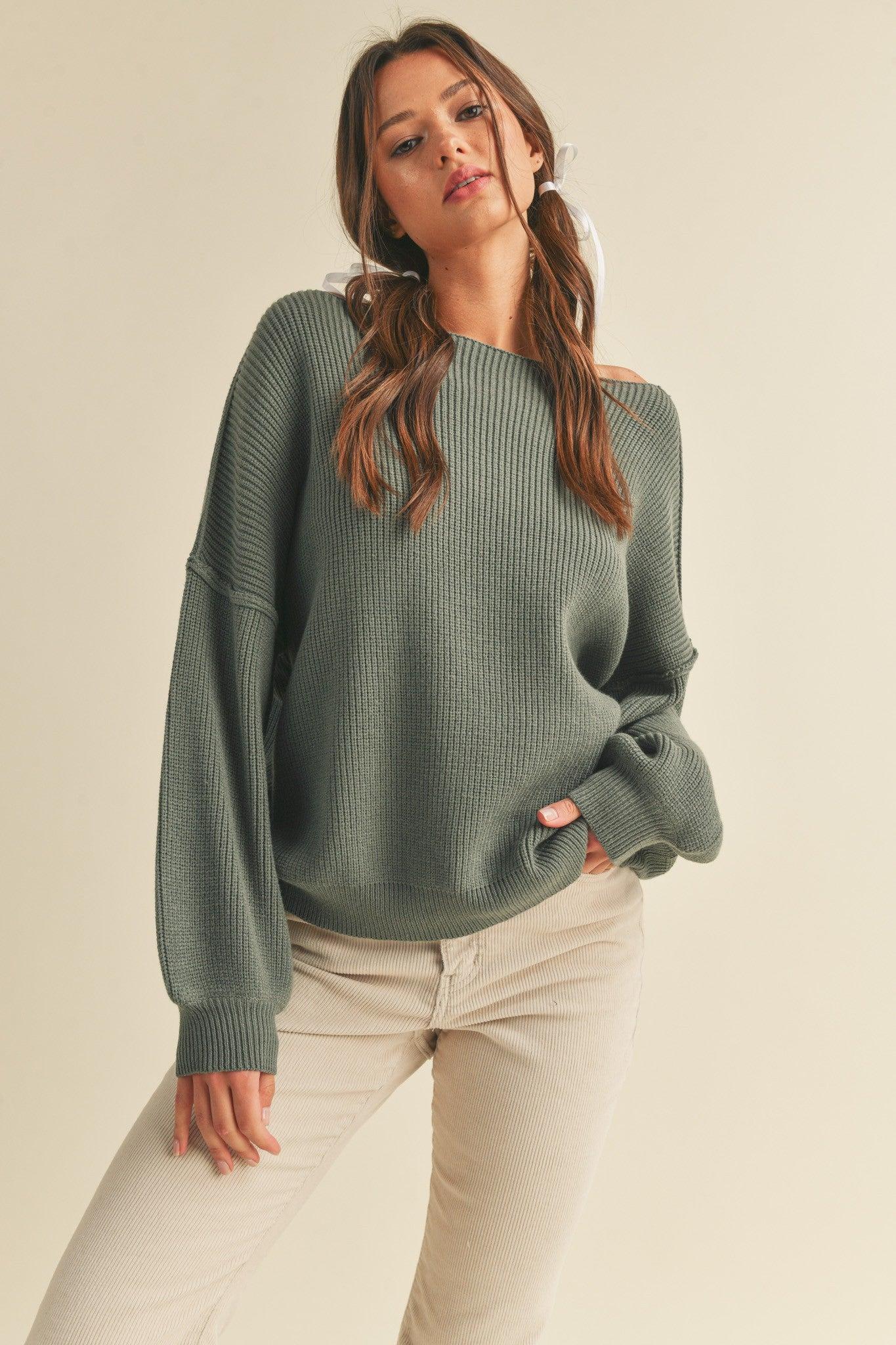 Boatneck Bubble Sleeve Sweater Product Image