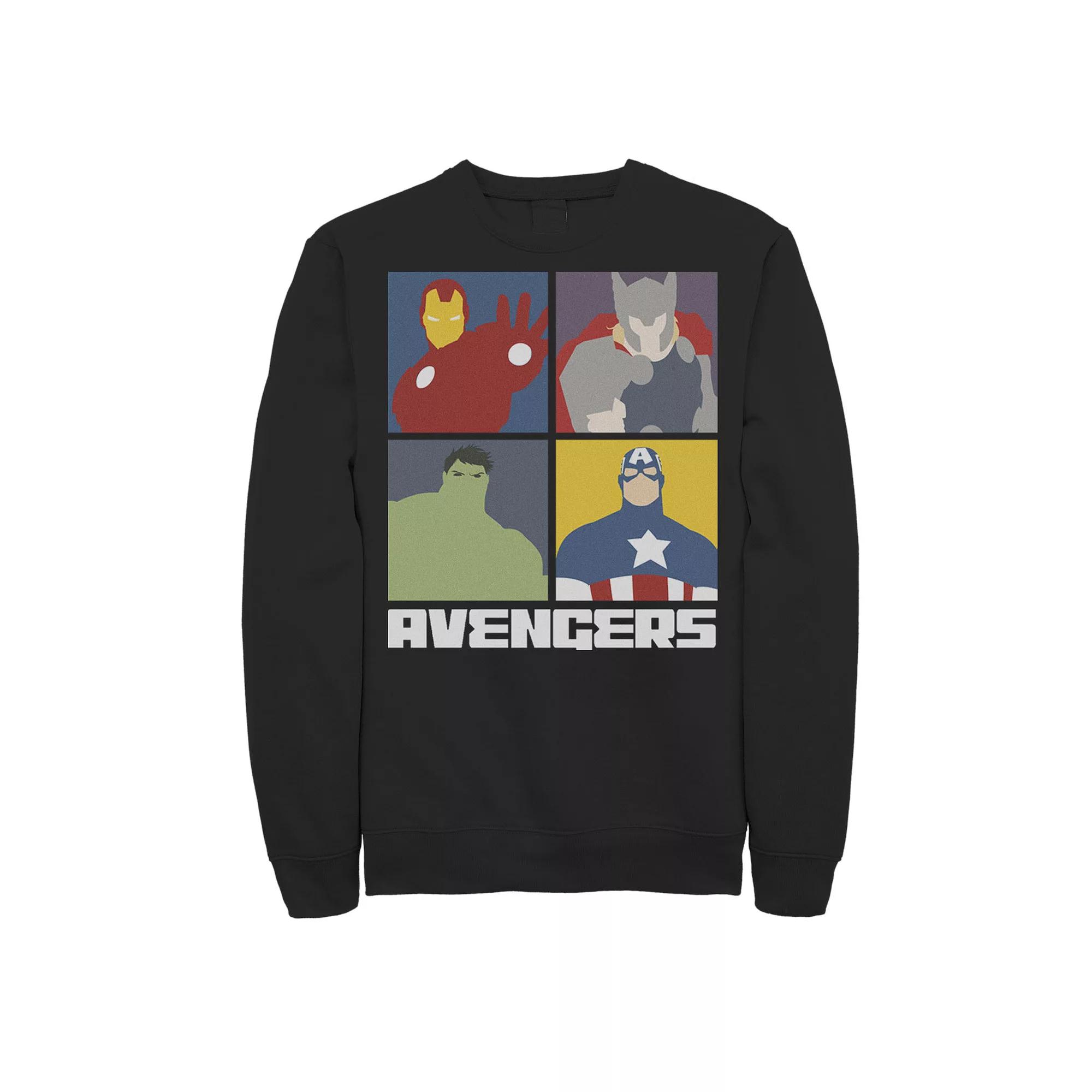 Men's Marvel Avengers Assemble Iron Man Hulk Thor Cap 4 Box Sweatshirt,  Product Image