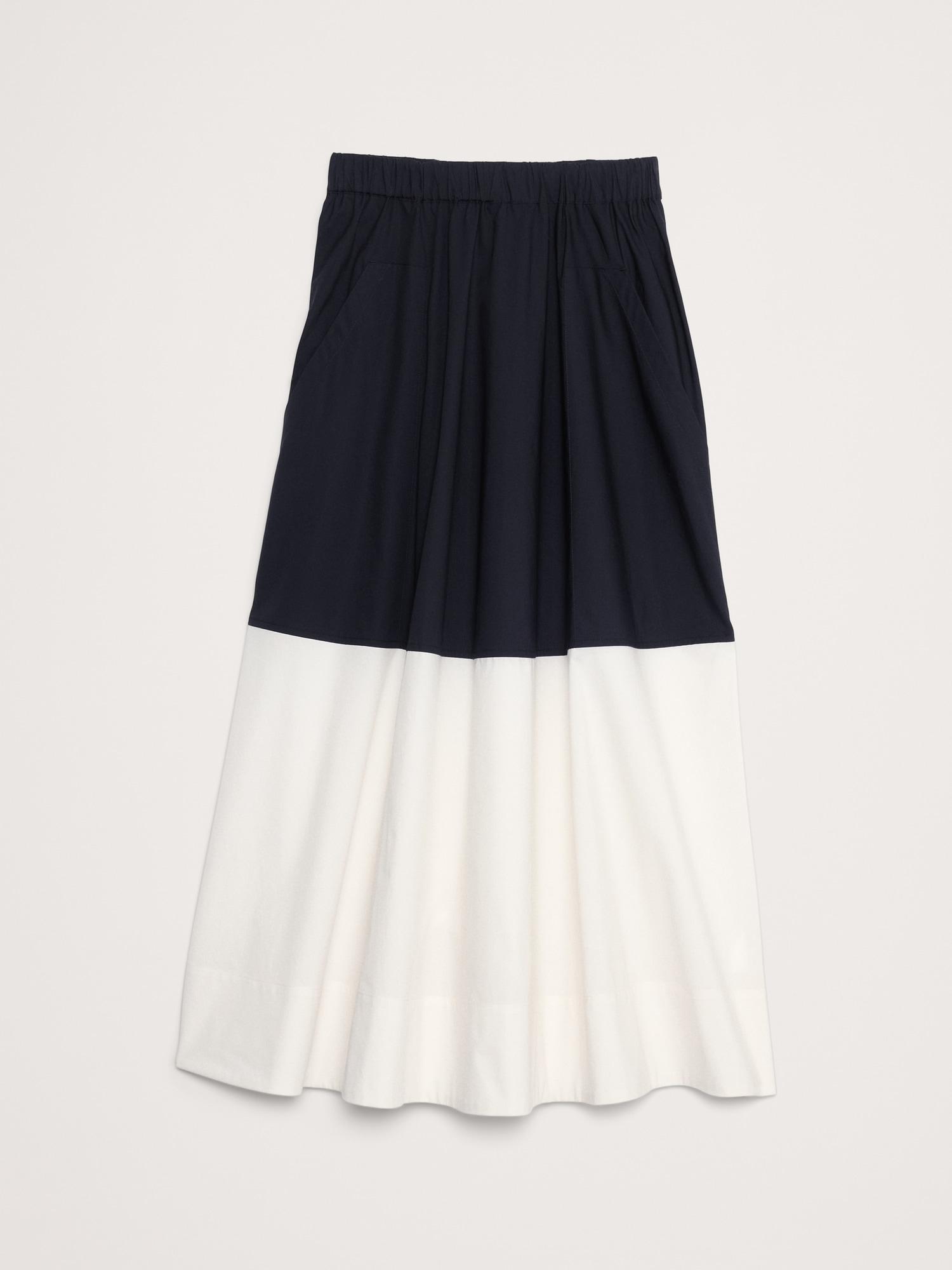 Color-Block Cotton Poplin Maxi Skirt Product Image