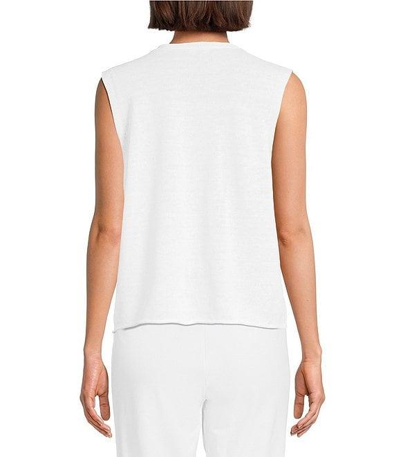 Eileen Fisher Organic Linen Blend V-Neck Sleeveless Tie Vest Product Image