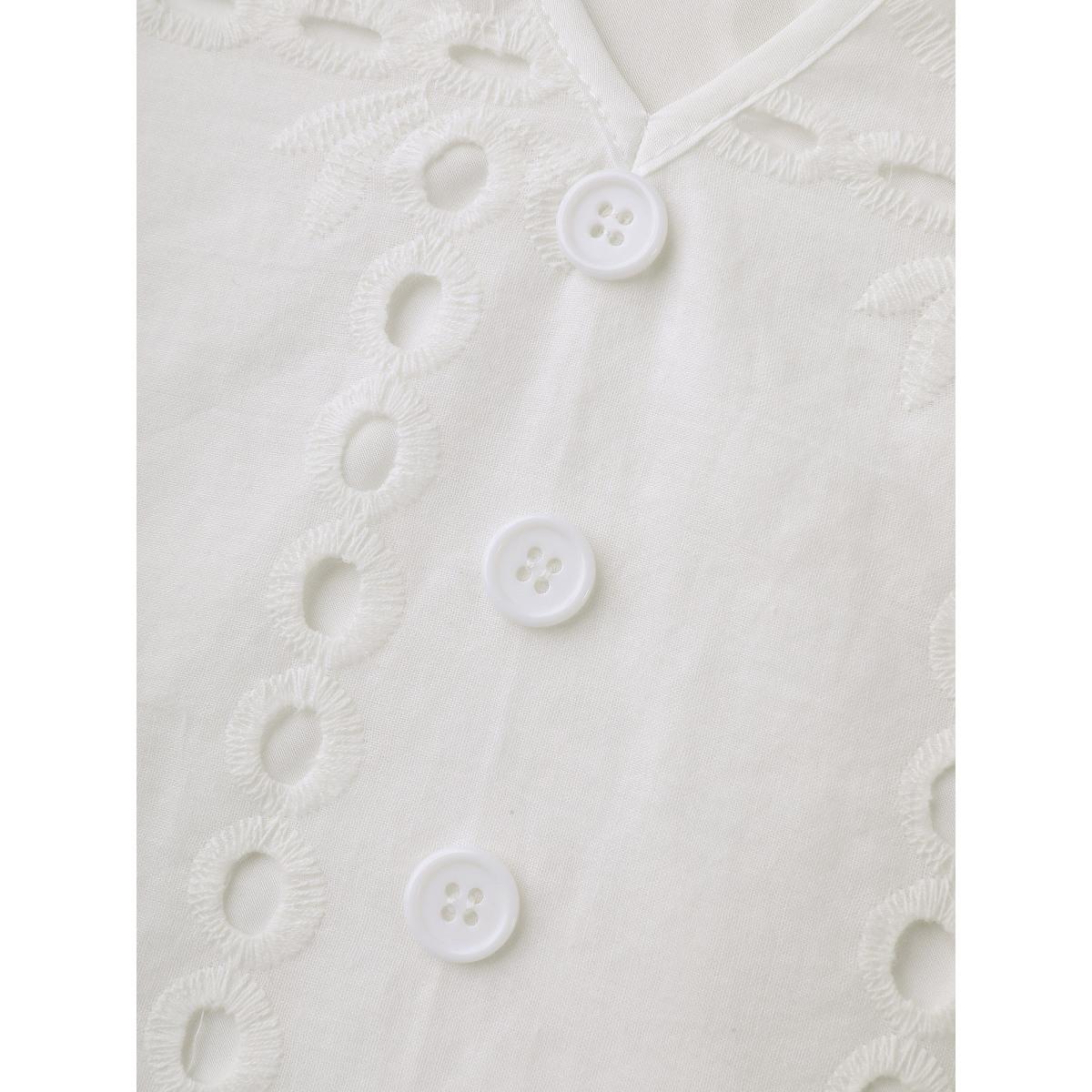 Plus Size Originalwhite Cotton Embroidered V-Neck Shirt Women Resort Short sleeve V-neck Vacation Blouses BloomChic 18-20/2X Product Image