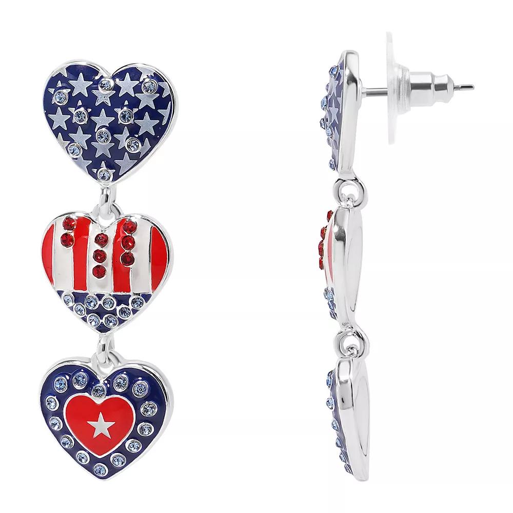 Celebrate Together™ Americana Hearts Linear Earrings, Women's, Multi Product Image