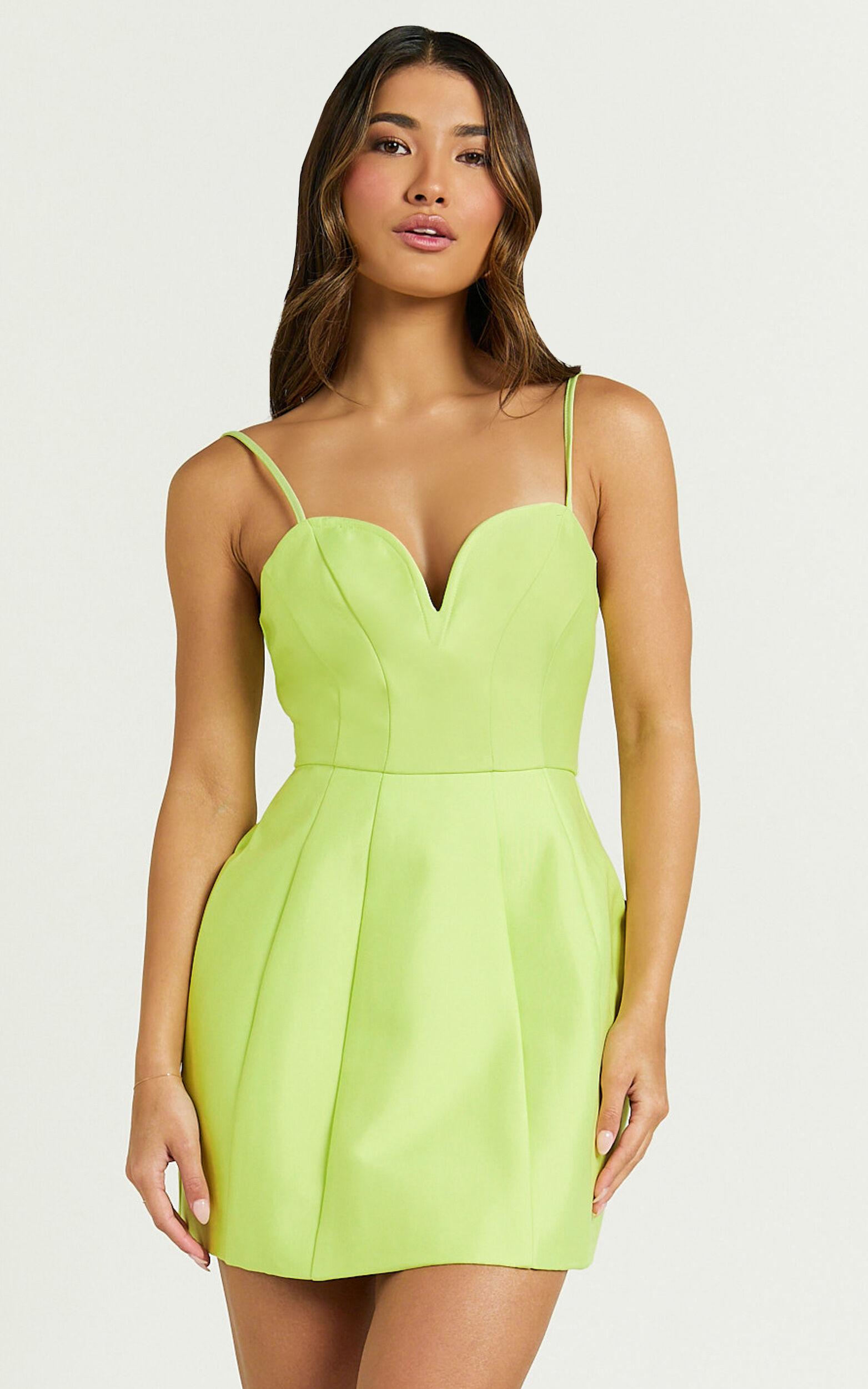 Amalie The Label - Kora Plunge A Line Mini Dress in Citrus Product Image