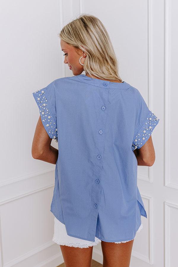 Spotlight Delight Pearl Embellished Top in Airy Blue Product Image