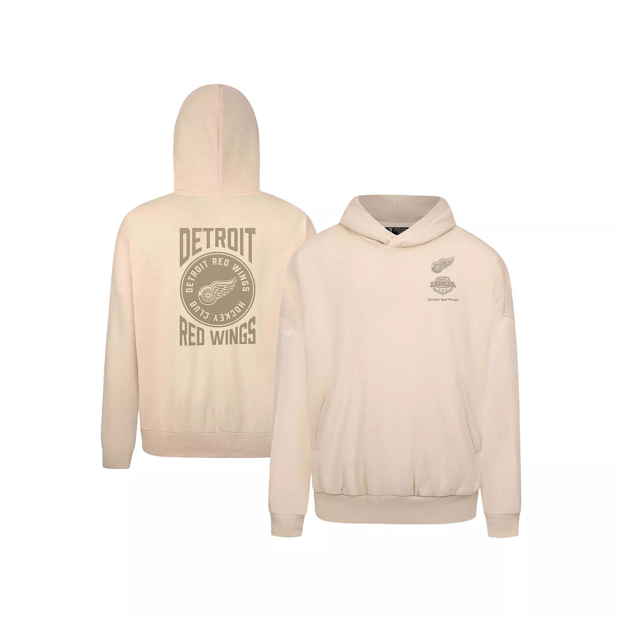 Mens Levelwear Cream Detroit Red Wings Contact Stamp Pullover Hoodie Product Image