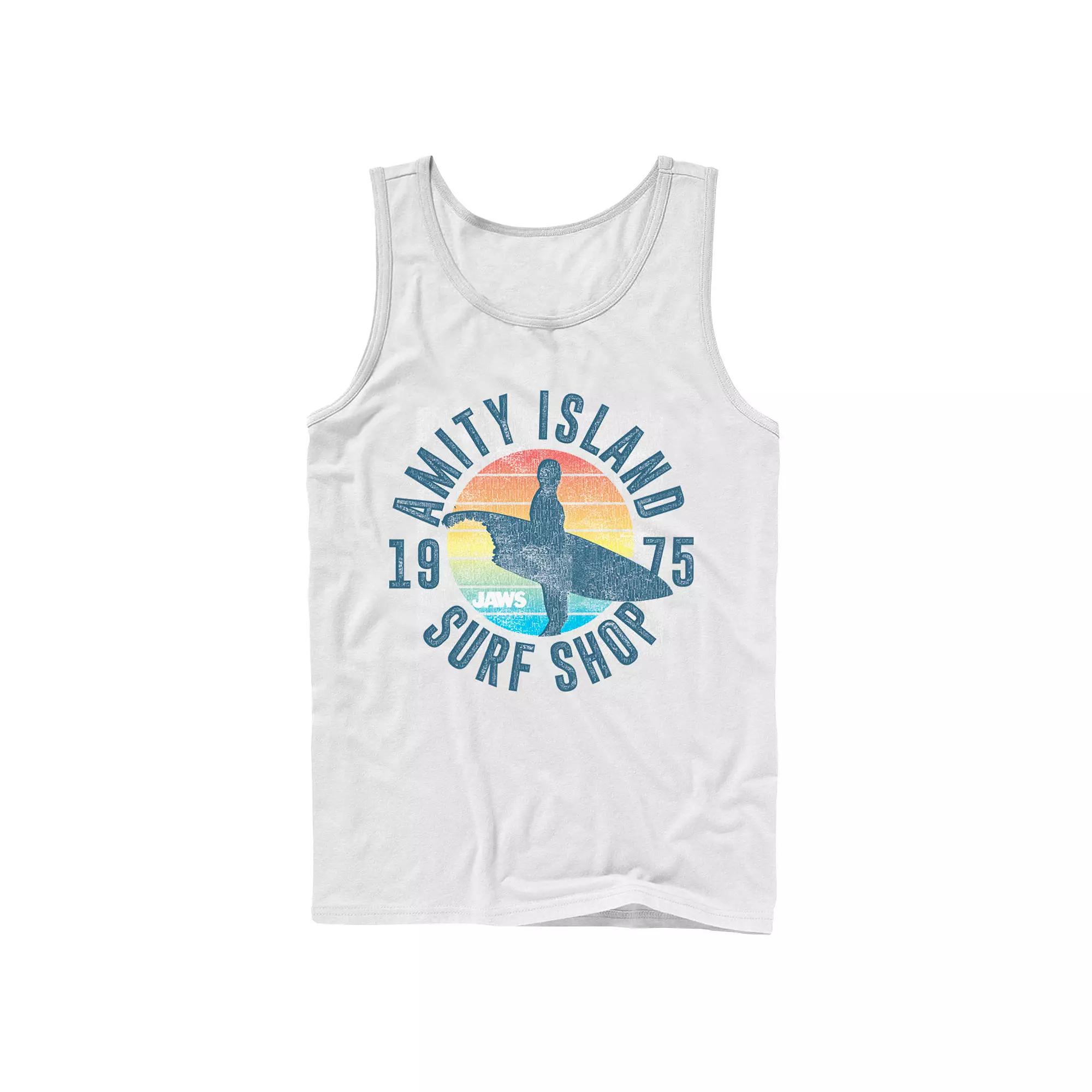 Men's Jaws Amity Island Surf Shop 1975 Retro Logo Tank Top,  Product Image