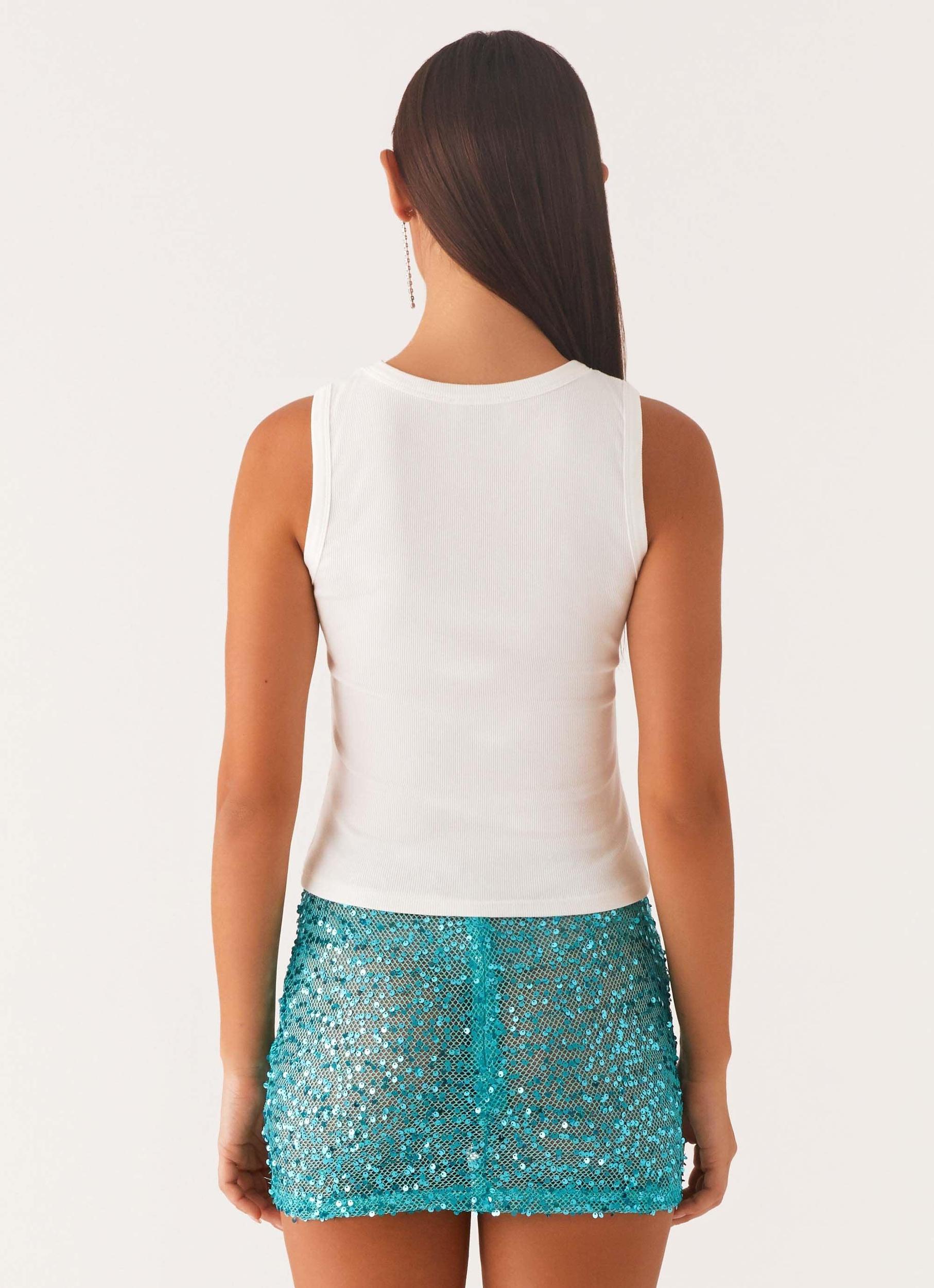 Signature Beaded Logo Tank - White Product Image