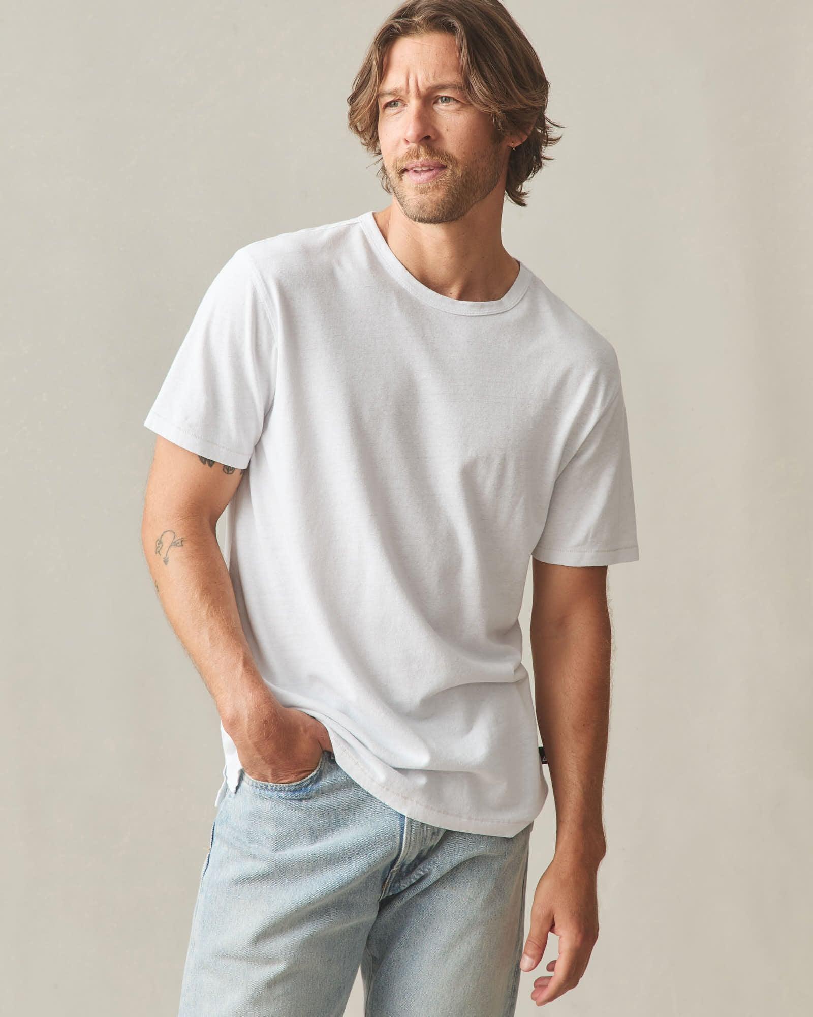 Men's Hemp Jersey Crew Tee - White Male Product Image