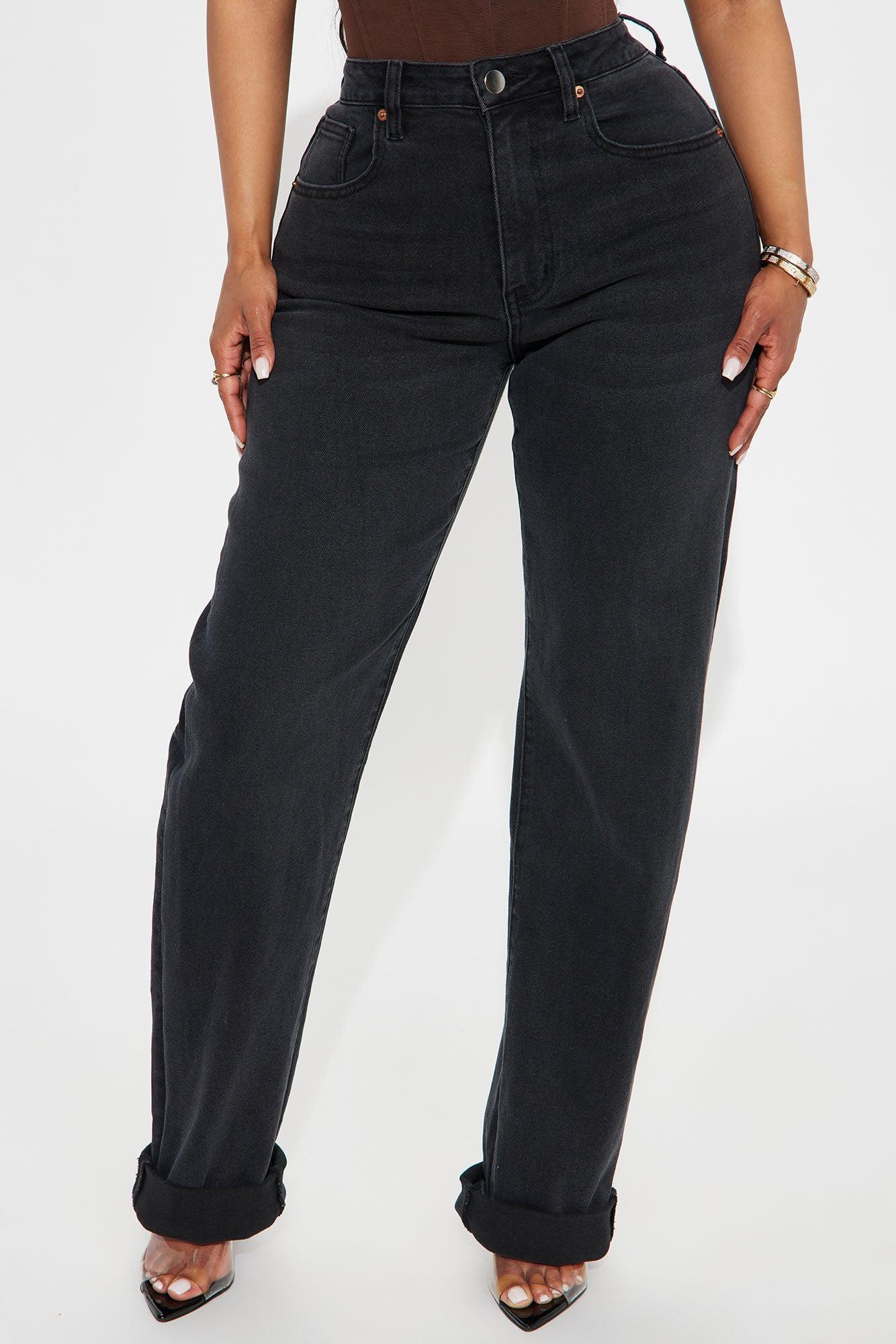Doin' Time Denim Cuffed Straight Leg - Black Product Image