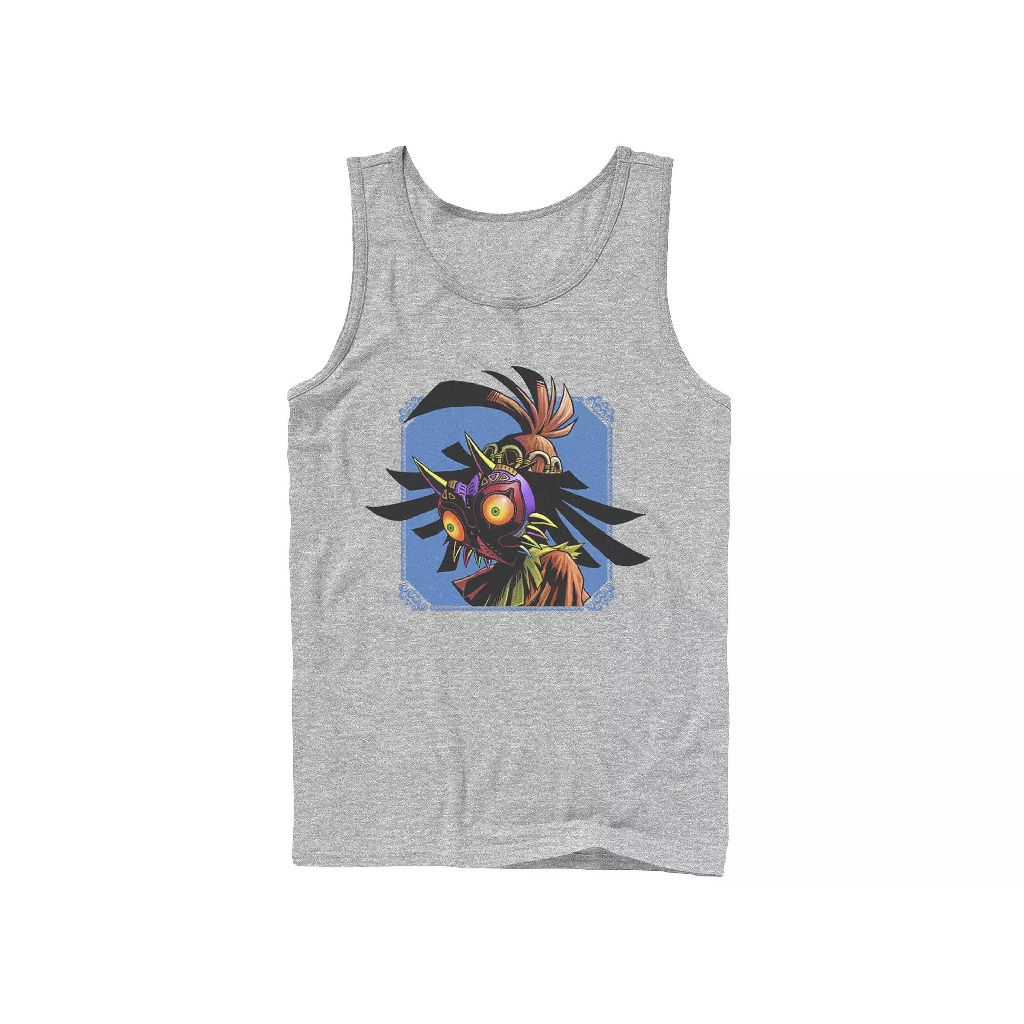 Men's Legend of Zelda Skull Kid Peers Down Blue Tank Top, Size: Large, Athletic Grey Product Image