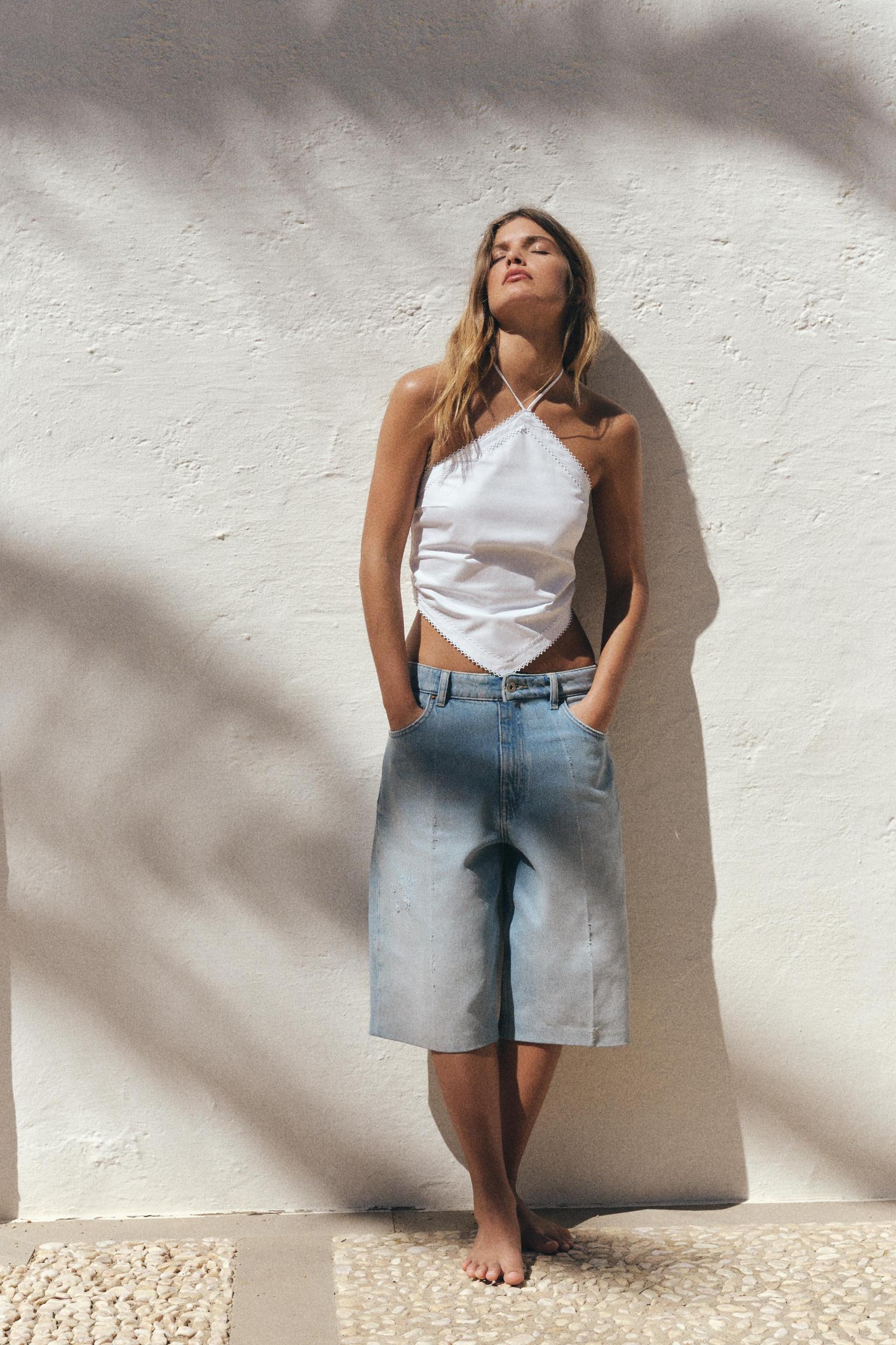 TRF MID-RISE DENIM JORTS Product Image