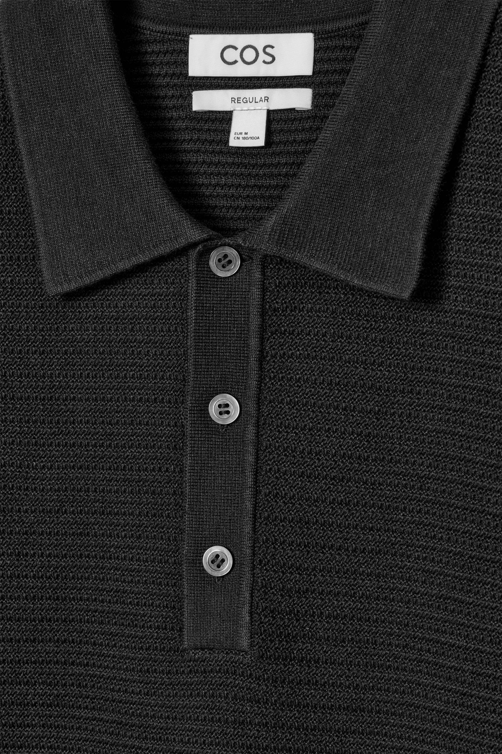 TEXTURED KNITTED COTTON POLO SHIRT Product Image