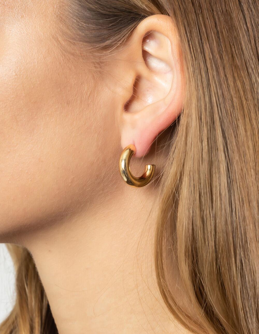 DO EVERYTHING IN LOVE 14K Gold Dipped Post Hoop Earrings - GOLD Product Image